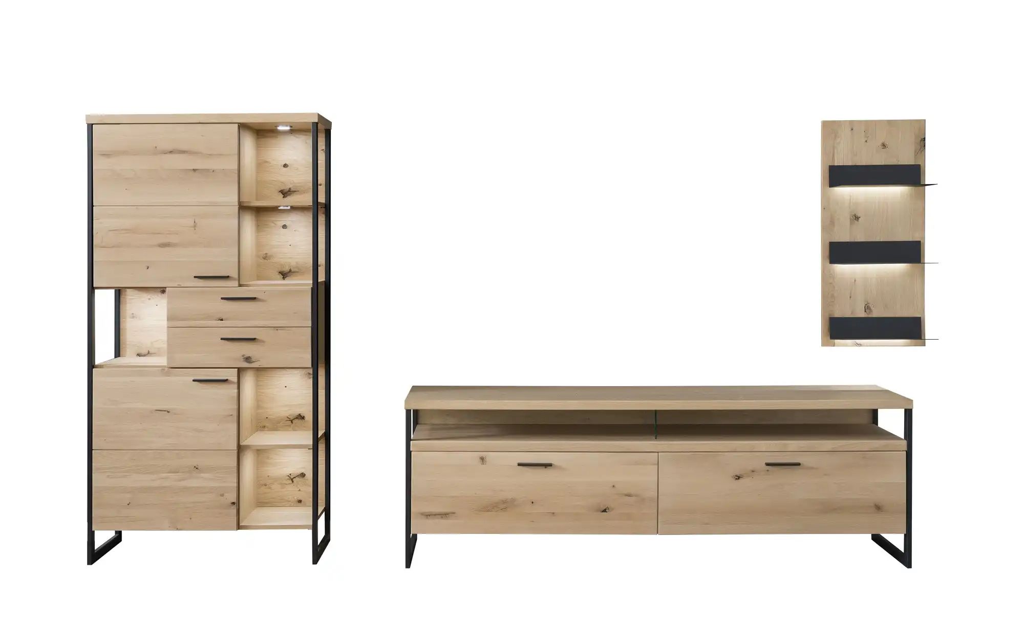 Woodford Wohnwand  Sero ¦ holzfarben ¦ Maße (cm): B: 329 H: 186 T: 46 Wohnw günstig online kaufen