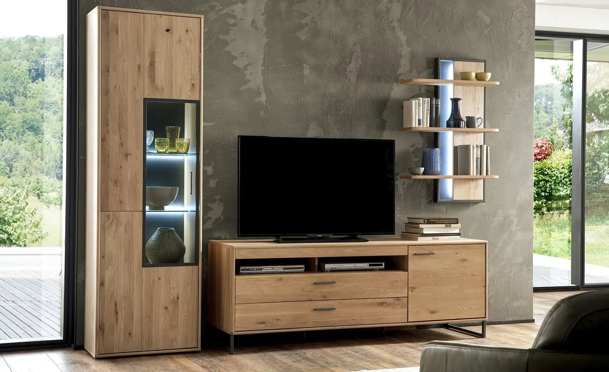 Thumbnail - Woodford Wohnkombination Oakland ¦ holzfarben ¦ Maße (cm): B: 298 H: 207 T: 50.0 Kommoden & Sideboards > Wohnwände - Hö...