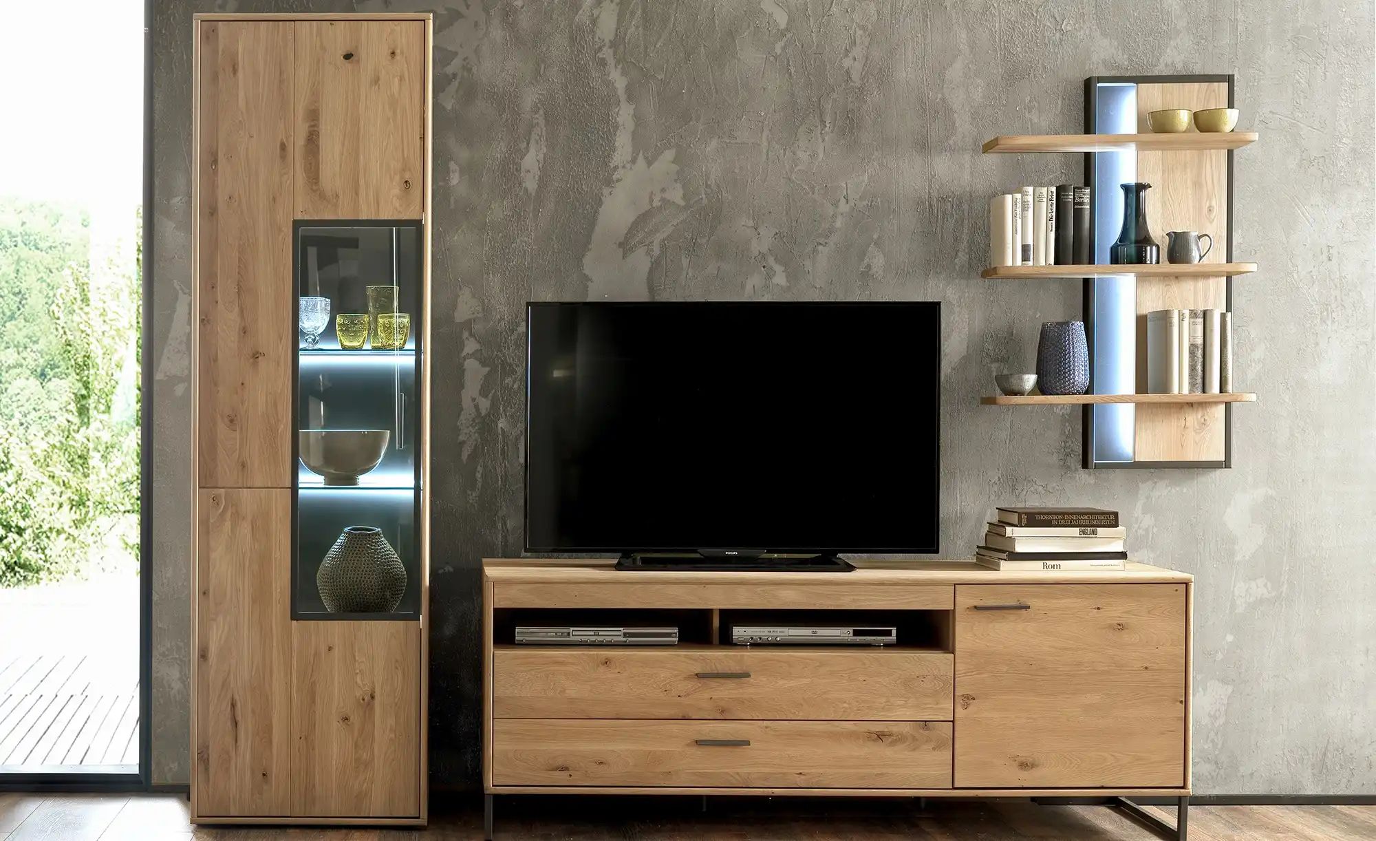 Thumbnail - Woodford Wohnkombination Oakland ¦ holzfarben ¦ Maße (cm): B: 298 H: 207 T: 50.0 Kommoden & Sideboards > Wohnwände - Hö...