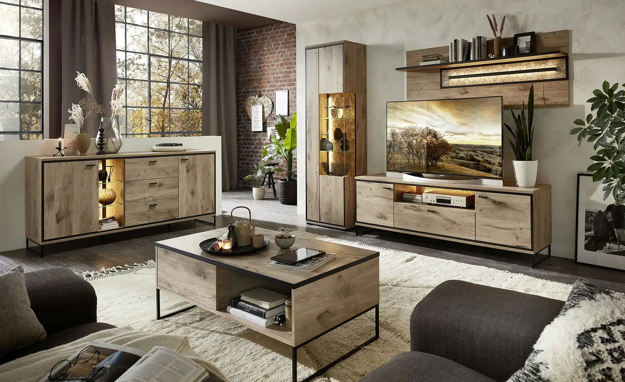 Thumbnail - uno TV-Element Ruben ¦ holzfarben ¦ Maße (cm): B: 180 H: 61 T: 49.0 Kommoden & Sideboards > Lowboards - Höffner