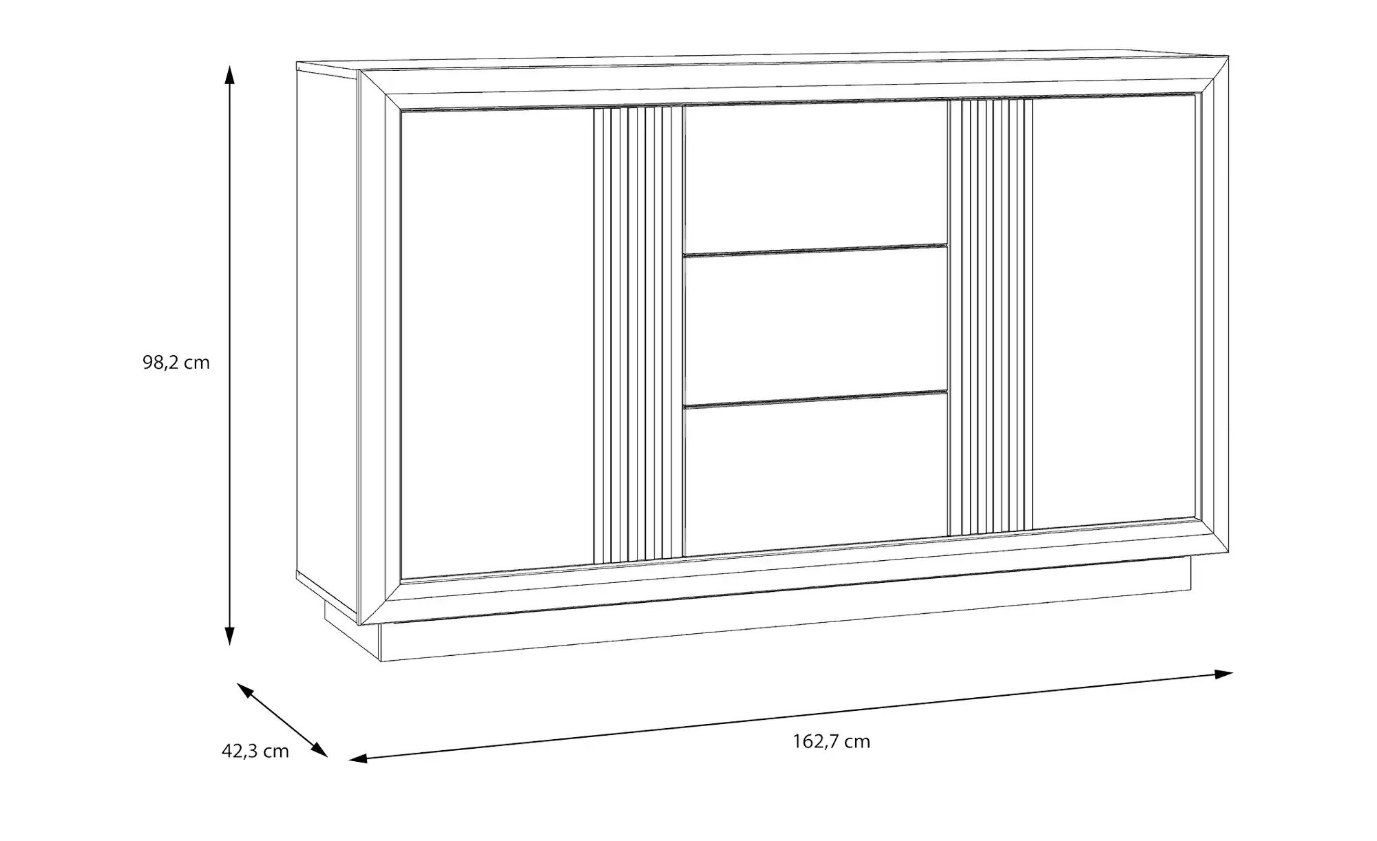 Sideboard  Sevilla ¦ schwarz ¦ Maße (cm): B: 162 H: 98 T: 42.0 Kommoden & S günstig online kaufen