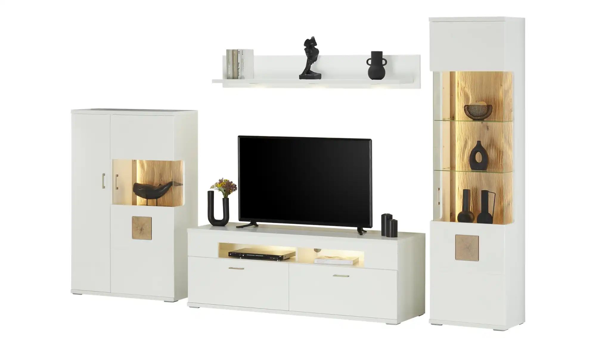 uno Wohnkombination  Topeka ¦ weiß ¦ Maße (cm): B: 310 H: 209 T: 51.0 Kommo günstig online kaufen