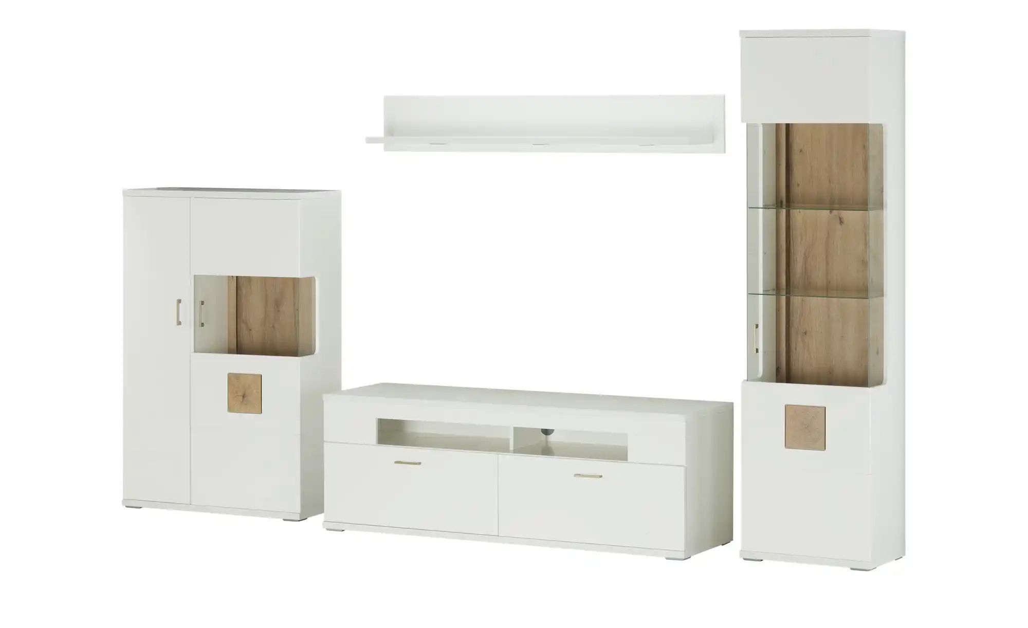 uno Wohnkombination  Topeka ¦ weiß ¦ Maße (cm): B: 310 H: 209 T: 51.0 Kommo günstig online kaufen