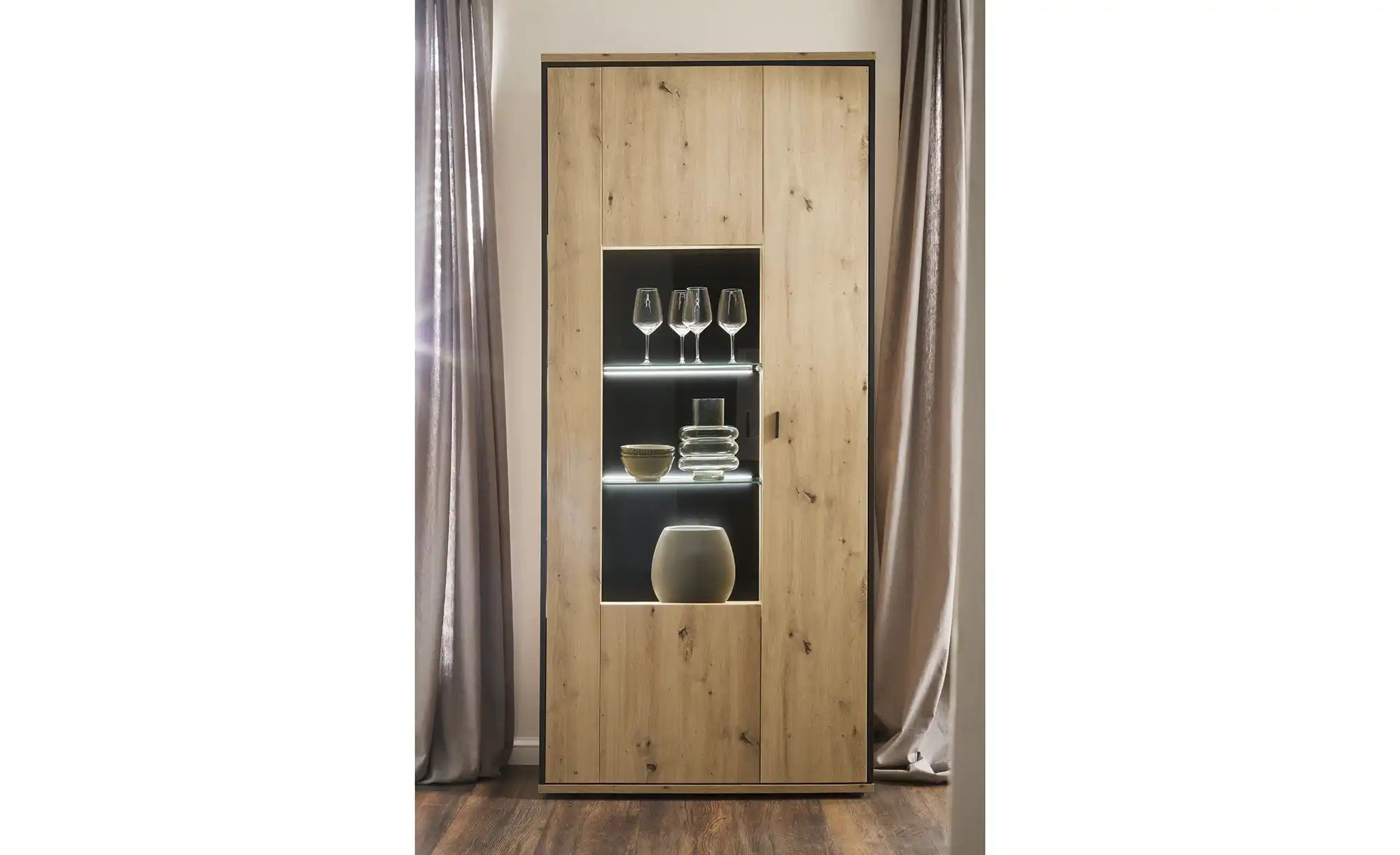 Thumbnail - uno Vitrine  Argon ¦ holzfarben ¦ Maße (cm): B: 93 H: 210 T: 38.0 Schränke > Vitrinen - Höffner