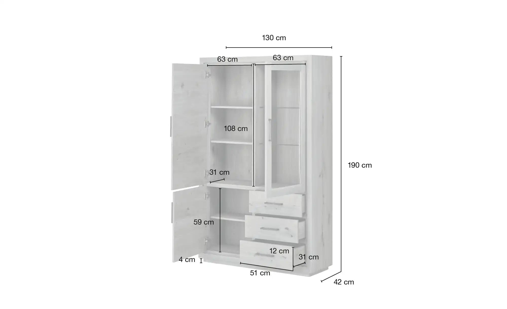 Gray & Jones Doppel-Vitrine  Black Coast One ¦ holzfarben ¦ Maße (cm): B: 1 günstig online kaufen