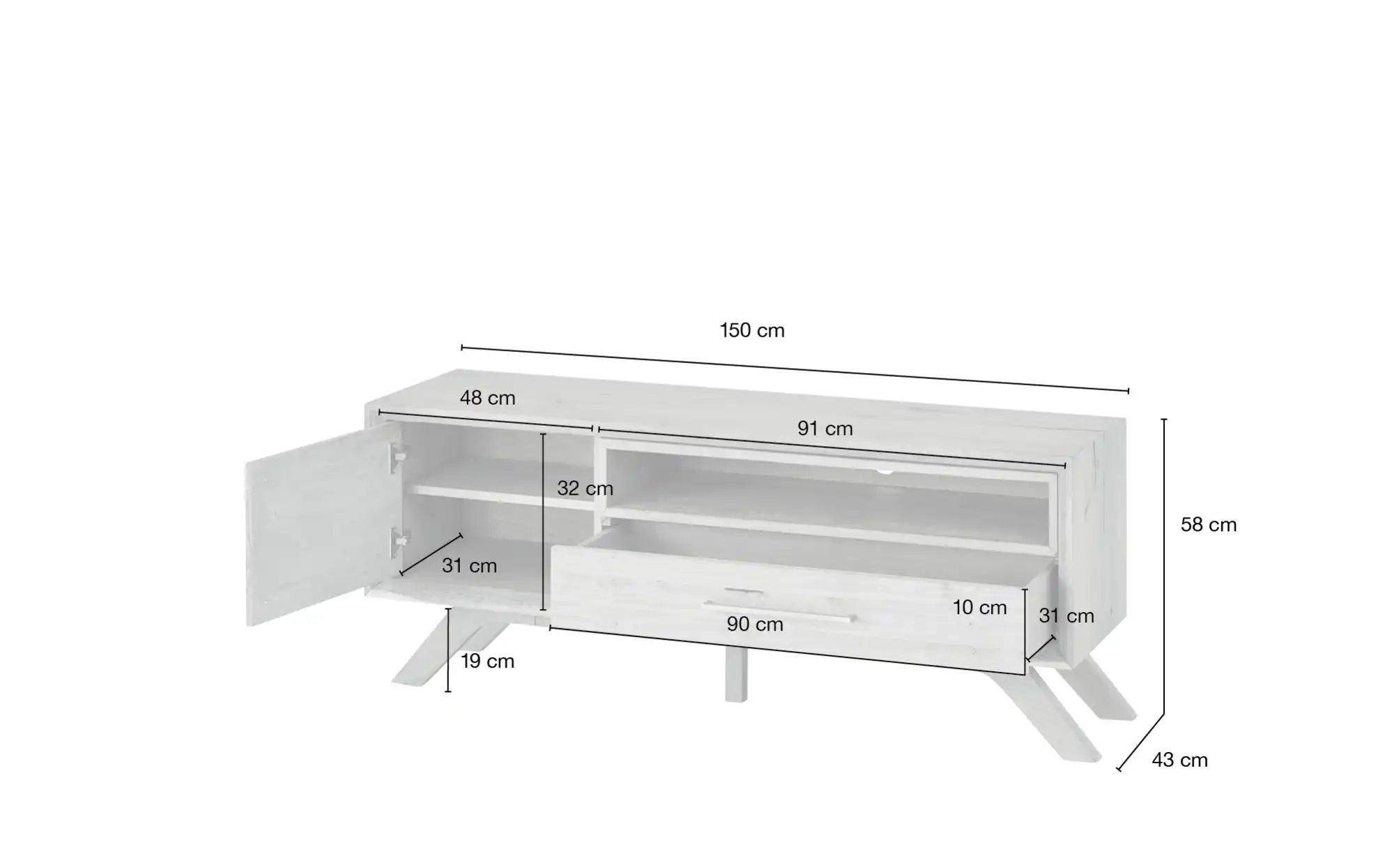Thumbnail - Gray & Jones TV-Lowboard Cap Ferrat One ¦ holzfarben ¦ Maße (cm): B: 150 H: 58 T: 43.0 Kommoden & Sideboards > Lowboard...