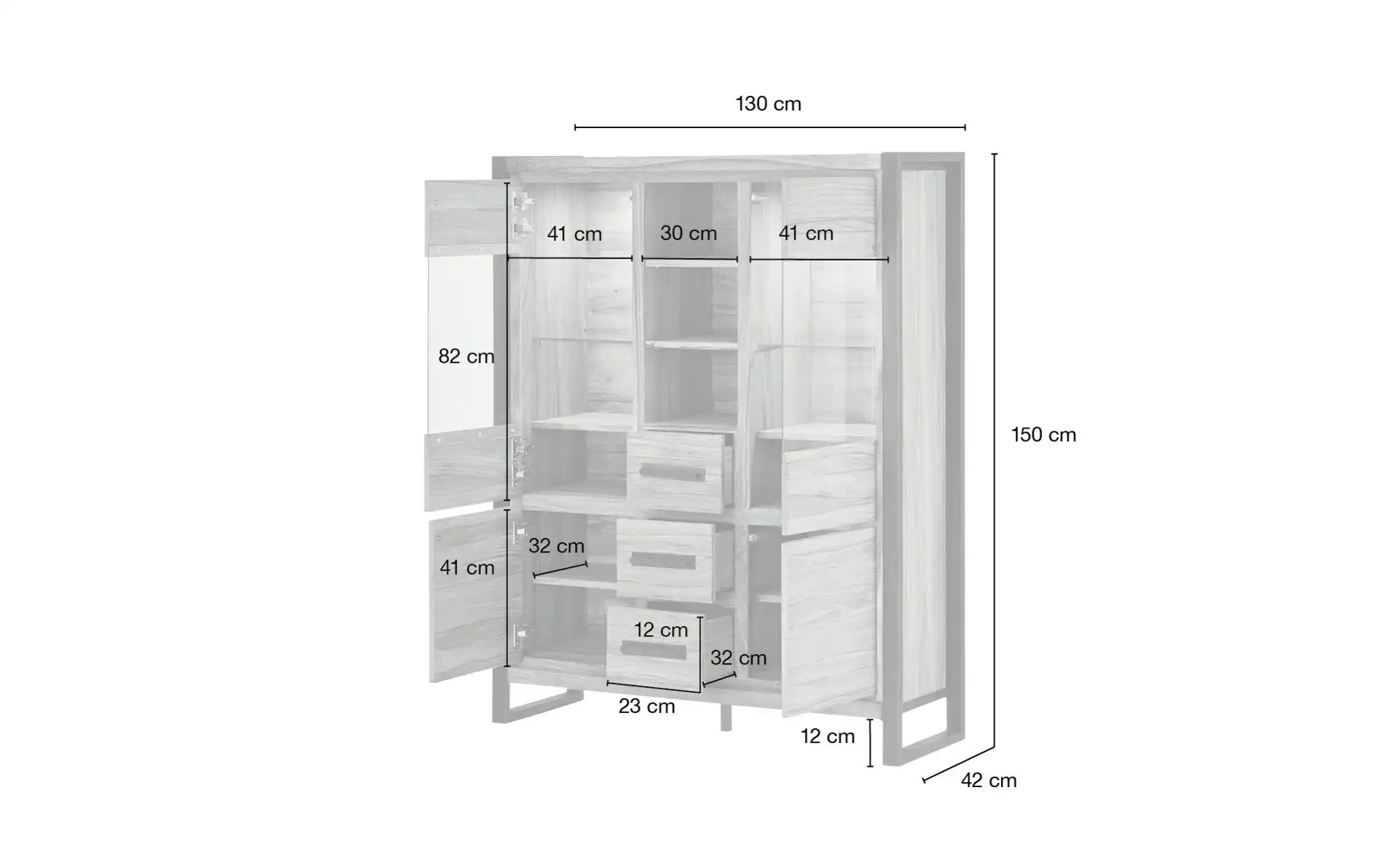 Gray & Jones Highboard  Tierra Fuego One ¦ holzfarben ¦ Maße (cm): B: 130 H günstig online kaufen