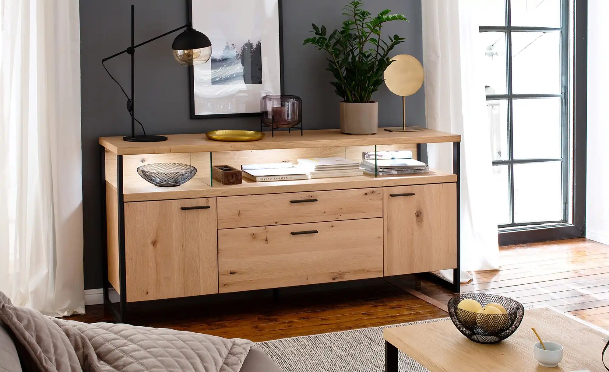 Woodford Sideboard  Sero ¦ holzfarben ¦ Maße (cm): B: 185 H: 92 T: 46 Kommo günstig online kaufen