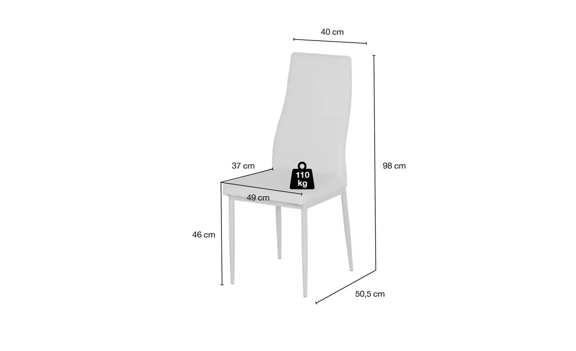 Stuhl  Nick ¦ weiß ¦ Maße (cm): B: 40 H: 98 T: 50,5 Stühle > Küchenstühle > günstig online kaufen