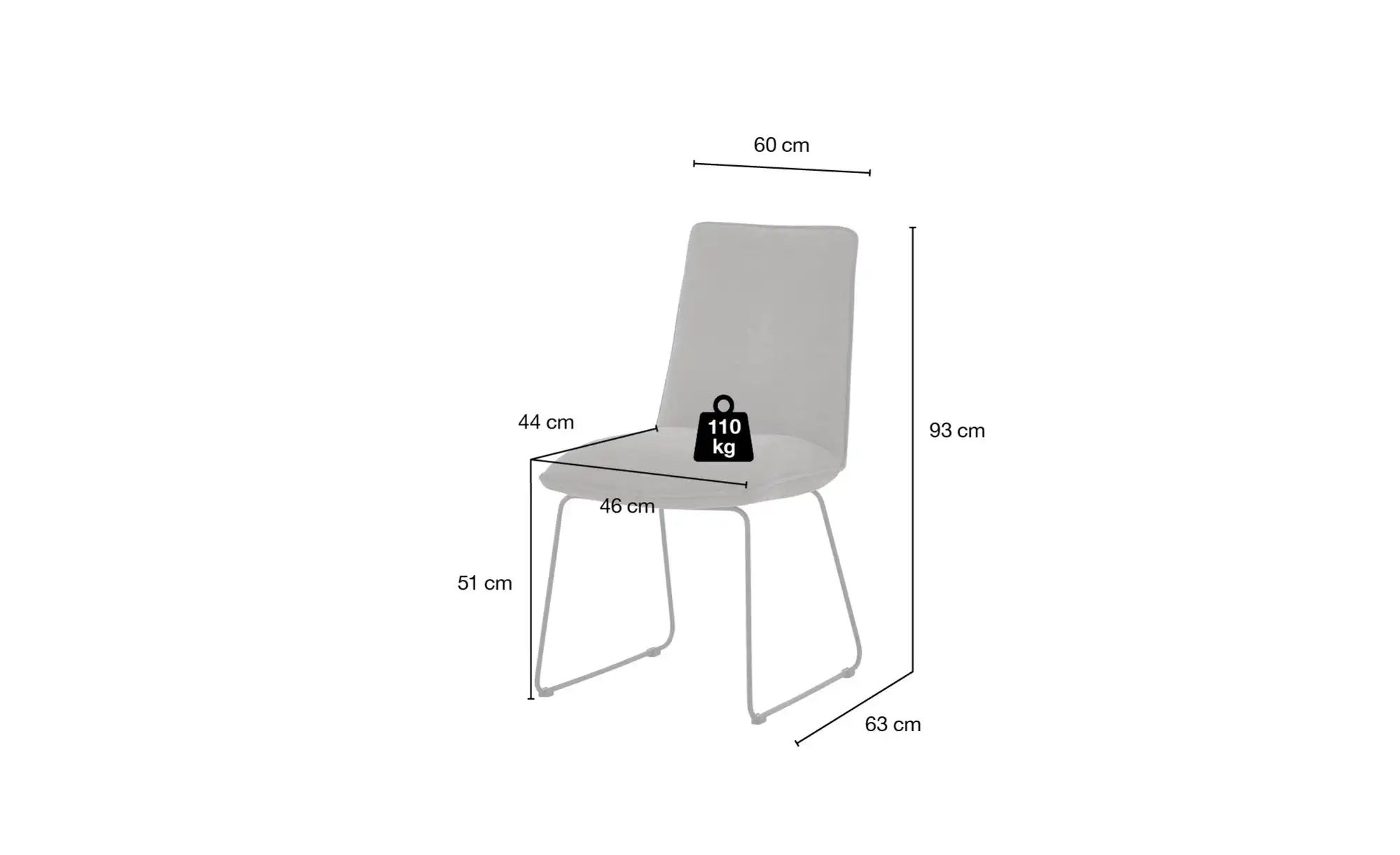 Kufenstuhl   Helge ¦ grau ¦ Maße (cm): B: 50 H: 93 T: 62 Stühle > Polsterst günstig online kaufen