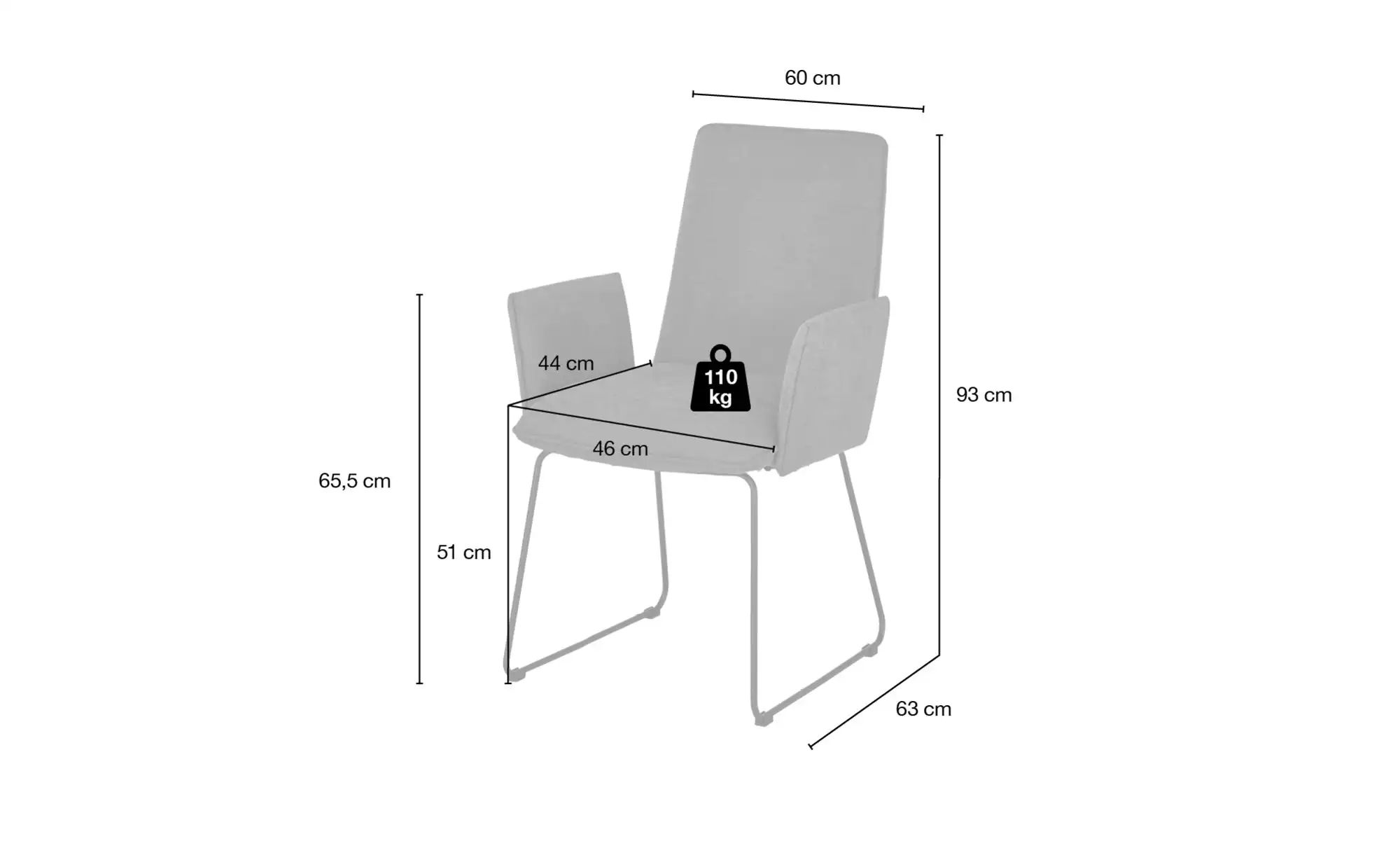 Kufenstuhl   Helge ¦ grau ¦ Maße (cm): B: 60 H: 93 T: 63 Stühle > Esszimmer günstig online kaufen