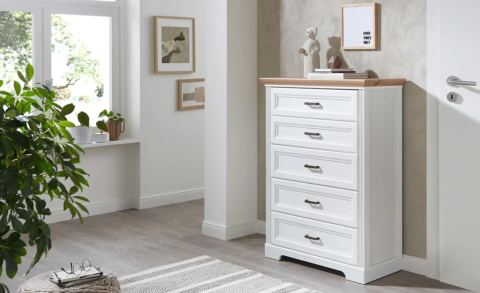 Kommode  Varese ¦ weiß ¦ Maße (cm): B: 93 H: 121 T: 41 Kommoden & Sideboard günstig online kaufen