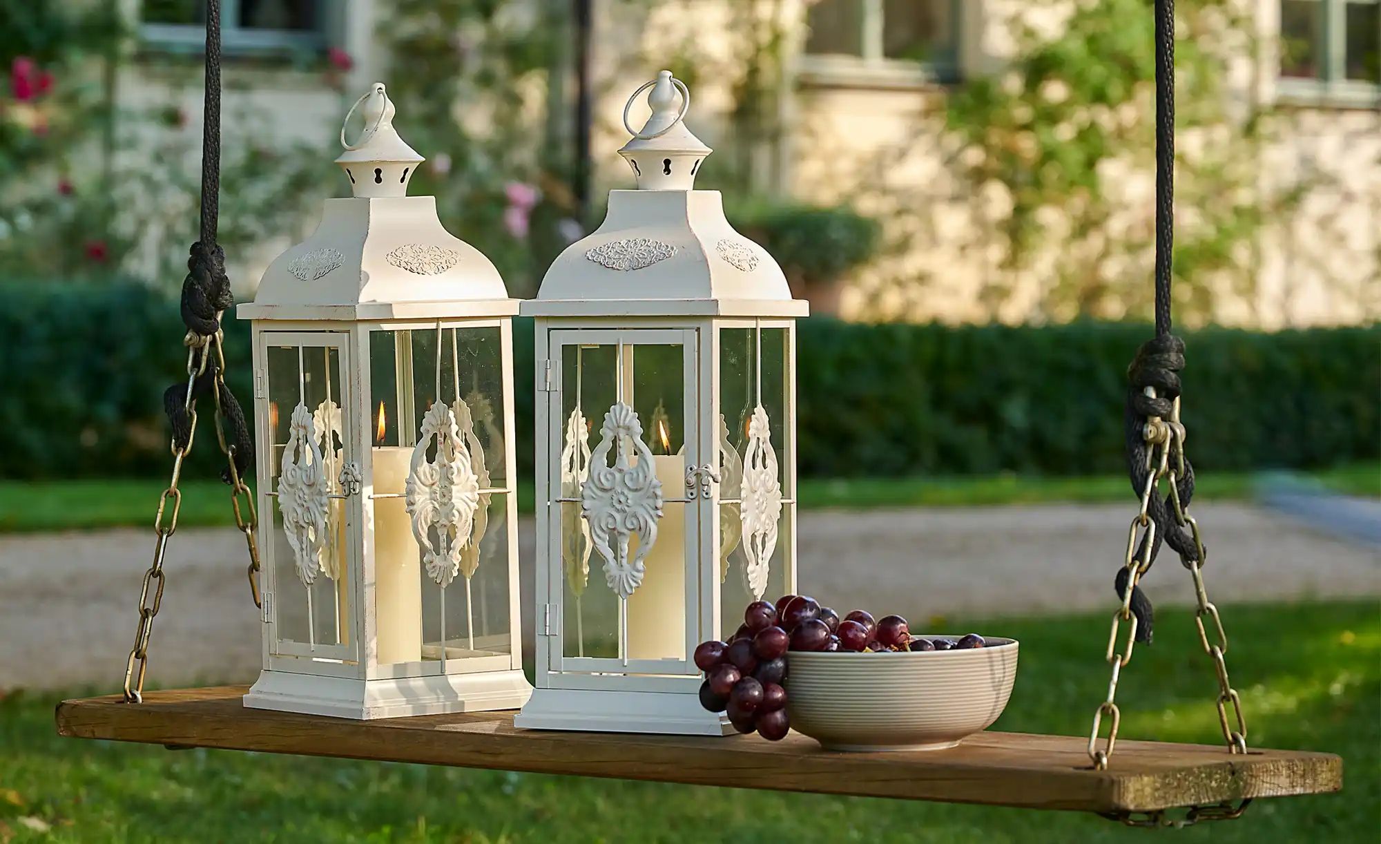 Laterne   ¦ weiß ¦ Metall,Glas ¦ Maße (cm): B: 18,2 H: 53,5 T: 18.2 Accesso günstig online kaufen