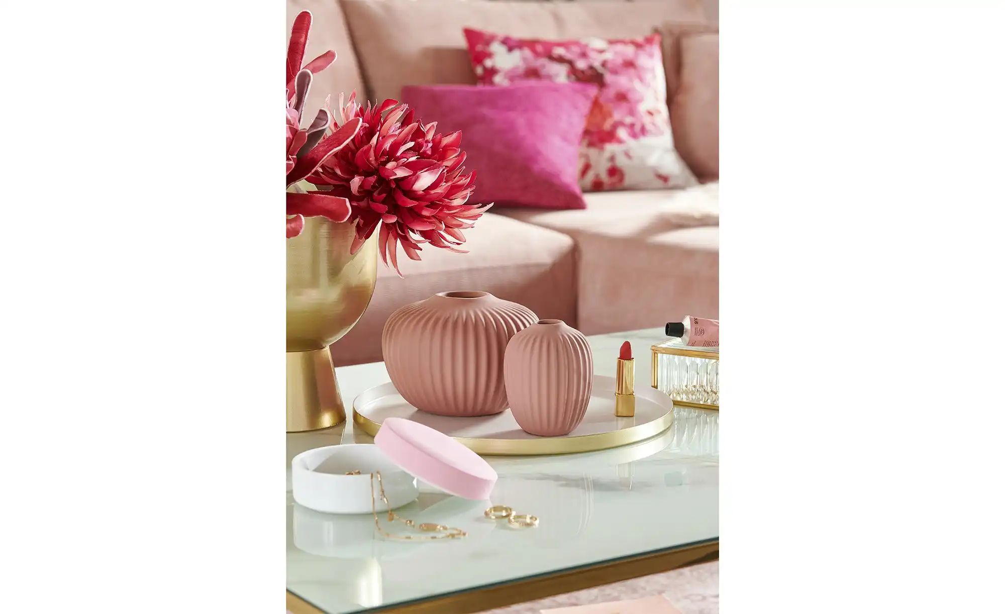 Vase ¦ rosa/pink ¦ Steinzeug ¦ Maße (cm): H: 11  Ø: 15 Accessoires > Vasen günstig online kaufen