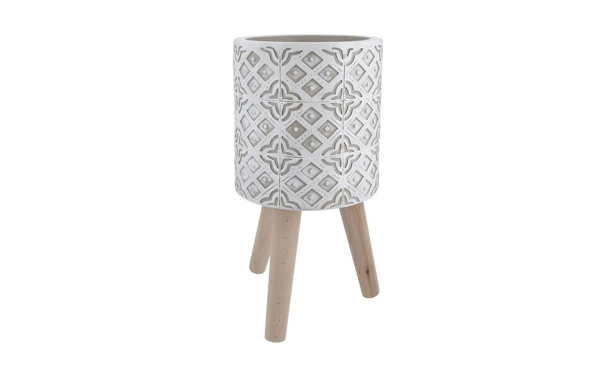 Übertopf auf Holzbeinen   ¦ creme ¦ Massivholz,Magnesia ¦ Maße (cm): H: 23 günstig online kaufen