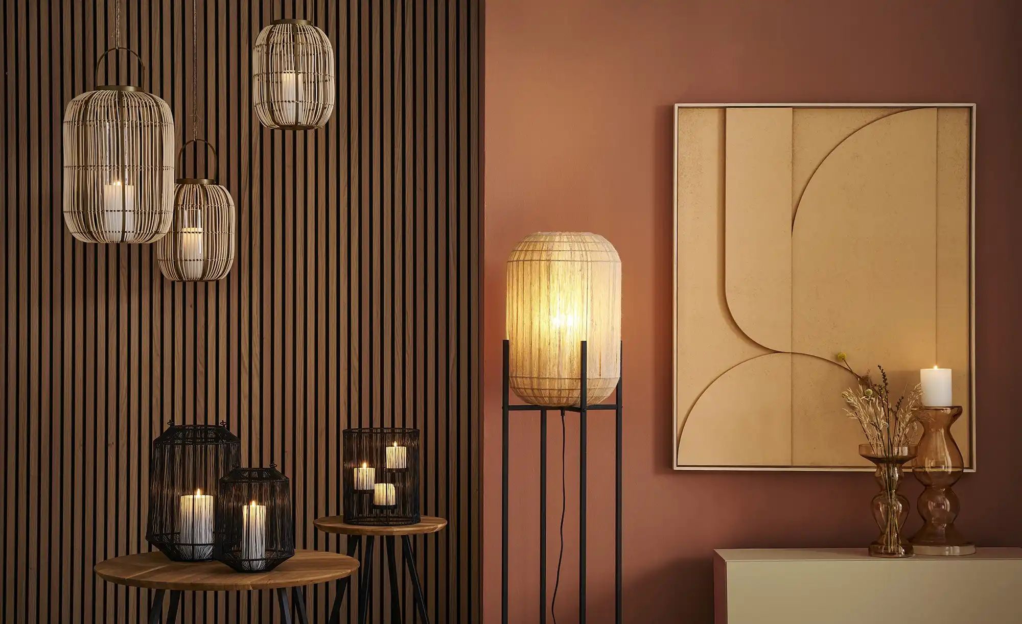 Jette Home Rattanlaterne   ¦ holzfarben ¦ Rattan,Eisen,Glas ¦ Maße (cm): H: günstig online kaufen