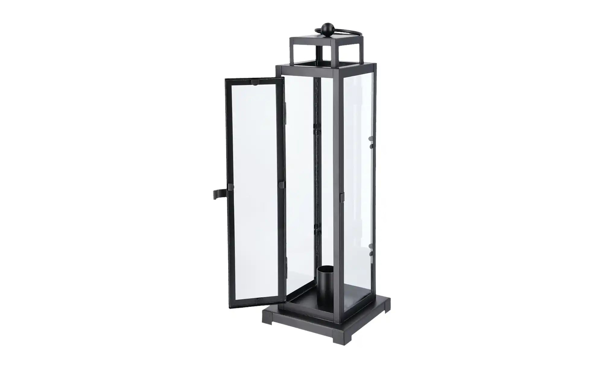 Laterne für Stabkerze   ¦ schwarz ¦ Metall,Glas ¦ Maße (cm): B: 11 H: 35 T: günstig online kaufen