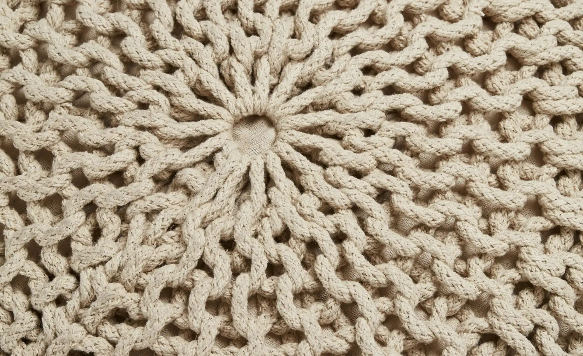 HOME STORY Strickpouf ¦ creme ¦ Maße (cm): H: 45  Ø: 65 Dekokissen & Decken günstig online kaufen