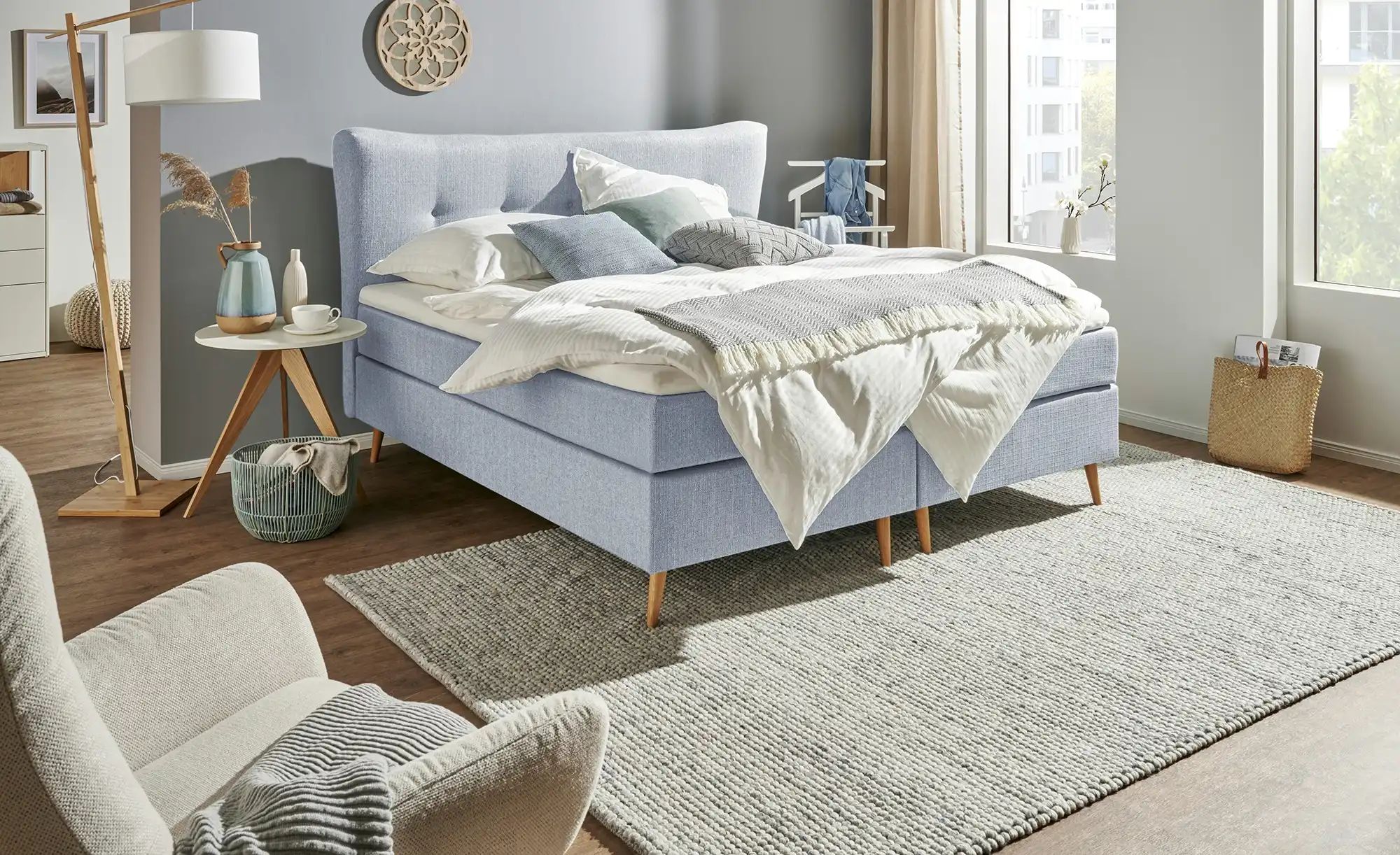 Boxspringbett  Ferill ¦ grau ¦ Maße (cm): B: 157 H: 122 Betten > Einzelbett günstig online kaufen