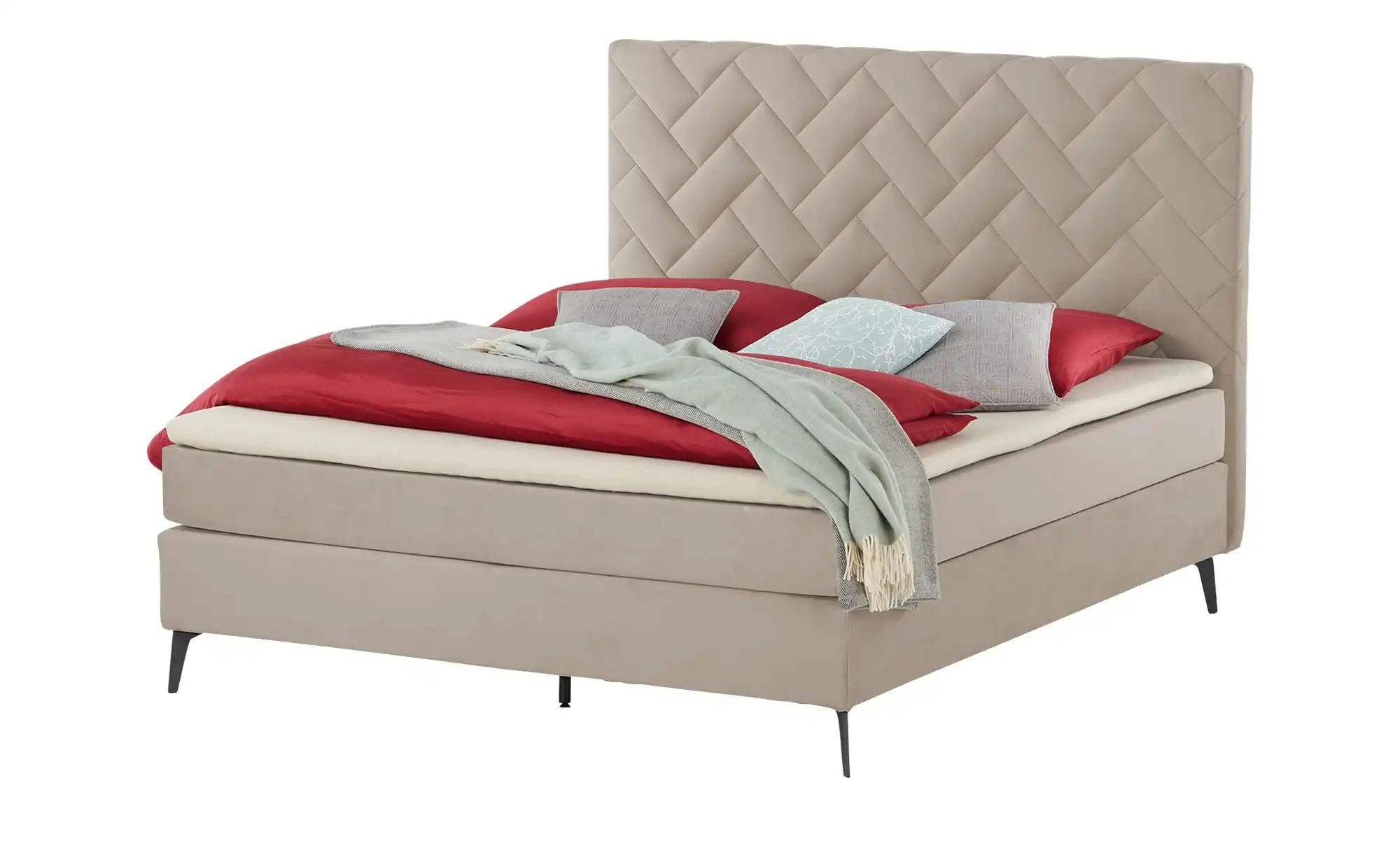 Boxspringbett  Weave ¦ beige ¦ Maße (cm): B: 200 H: 122 Betten > Boxspringb günstig online kaufen