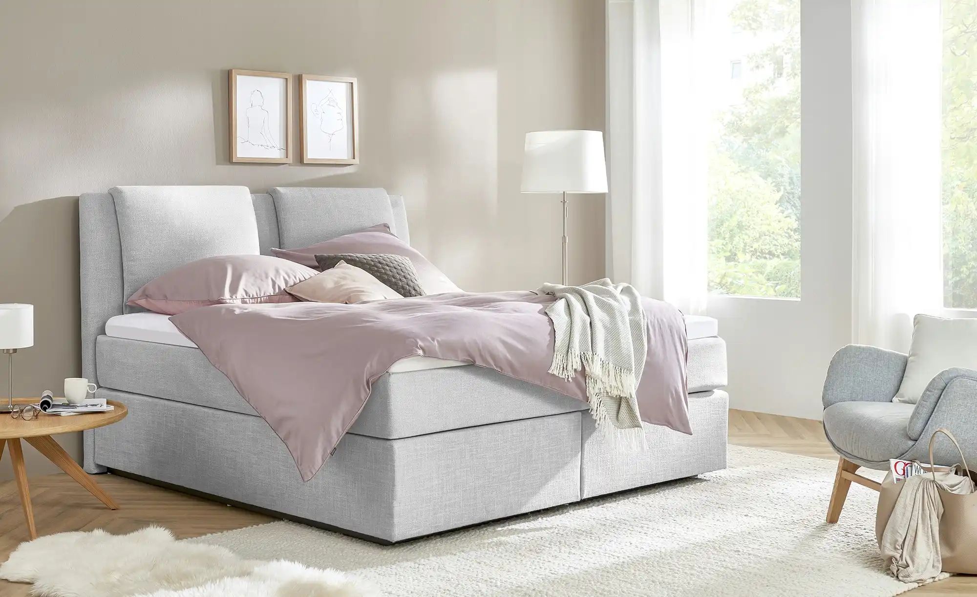 Wohnwert Boxspringbett  Dormian Saman ¦ grau ¦ Maße (cm): B: 160 H: 127 Bet günstig online kaufen