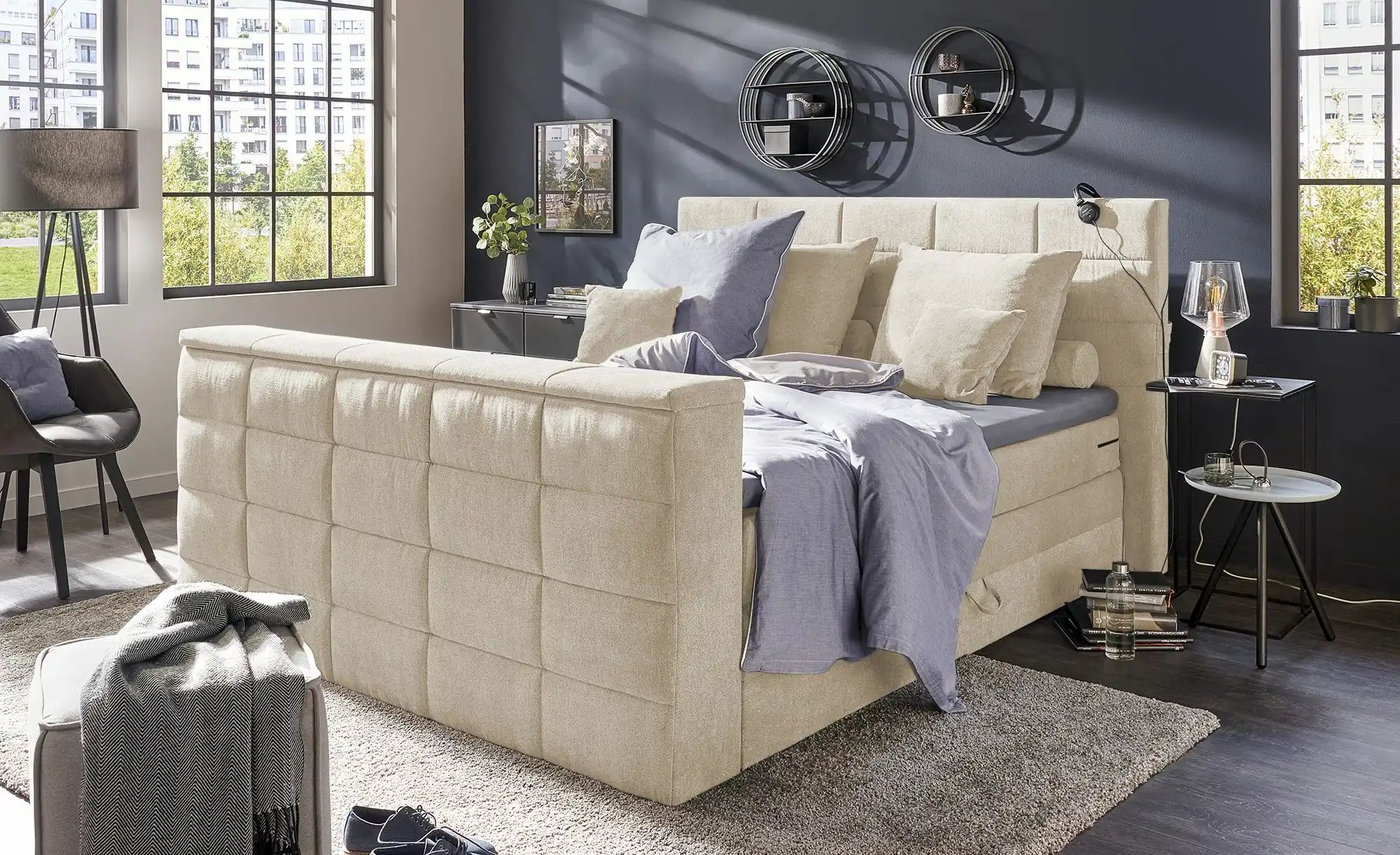 uno TV-Motor-Boxspringbett mit motorischer TV-Halterung Dillon 2 ¦ beige ¦ günstig online kaufen