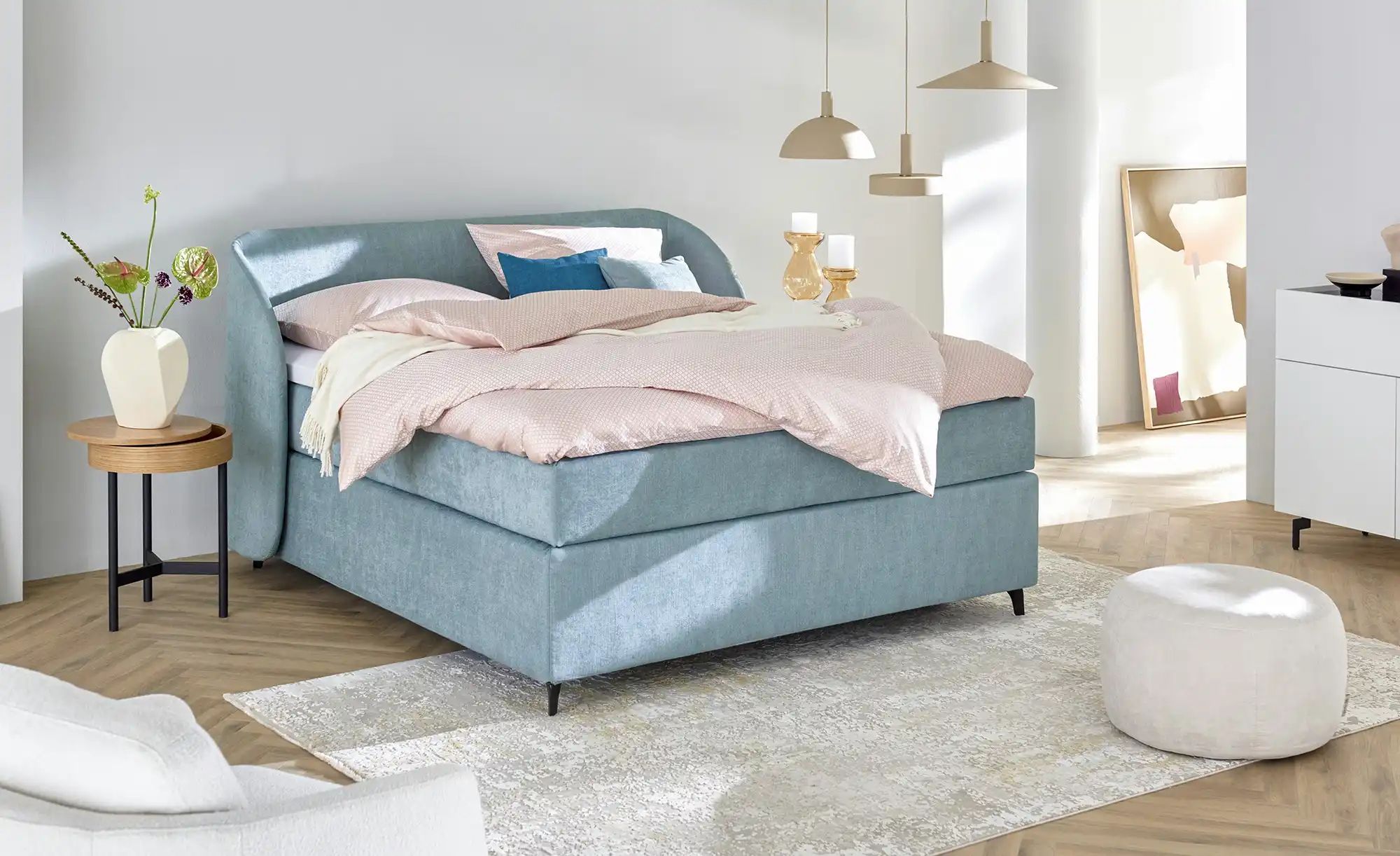 Jette Home Boxspringbett  Jette Embrace ¦ blau ¦ Maße (cm): B: 198 H: 126,5 günstig online kaufen