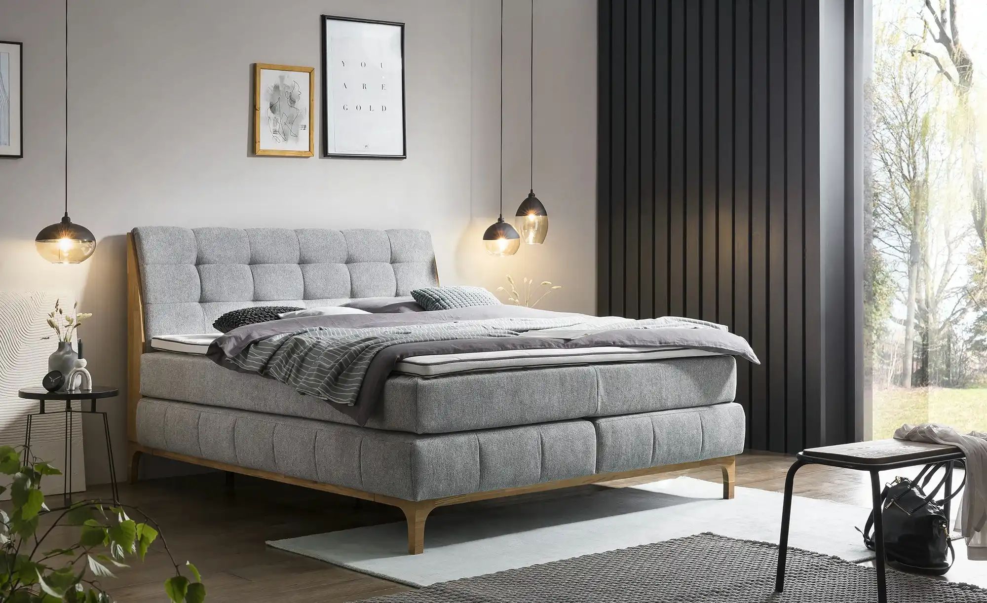 uno Boxspringbett  Kaisa ¦ grau ¦ Maße (cm): B: 181 H: 119 Betten > Komfort günstig online kaufen