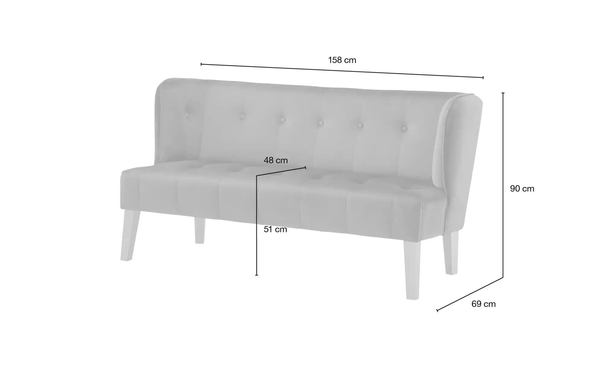 switch Küchensofa  Samt Bella ¦ grau ¦ Maße (cm): B: 158 H: 90 T: 72 Bänke günstig online kaufen