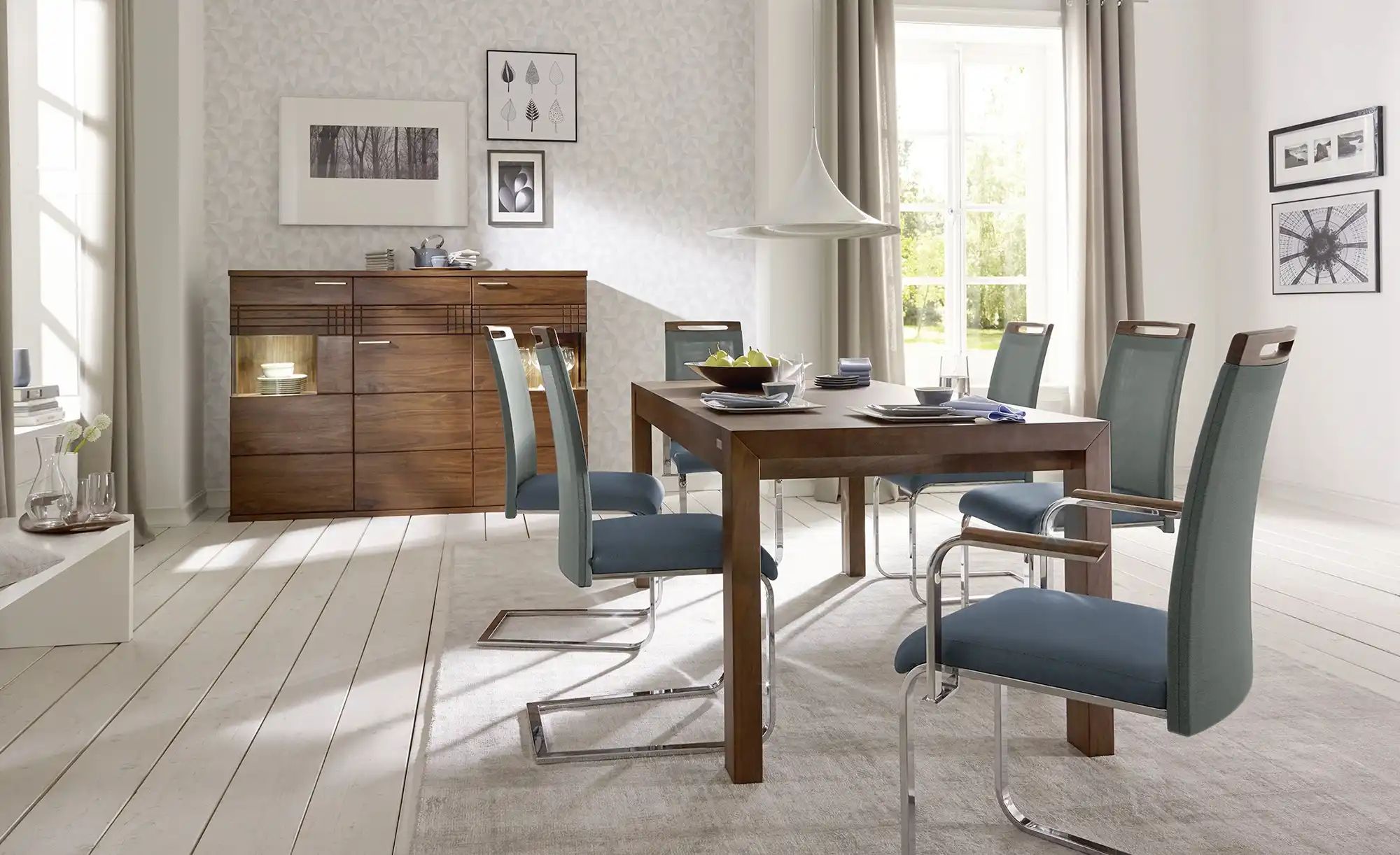 Wohnwert Freischwinger Mero | Marine (Dunkelblau) / Grau, Armlehne