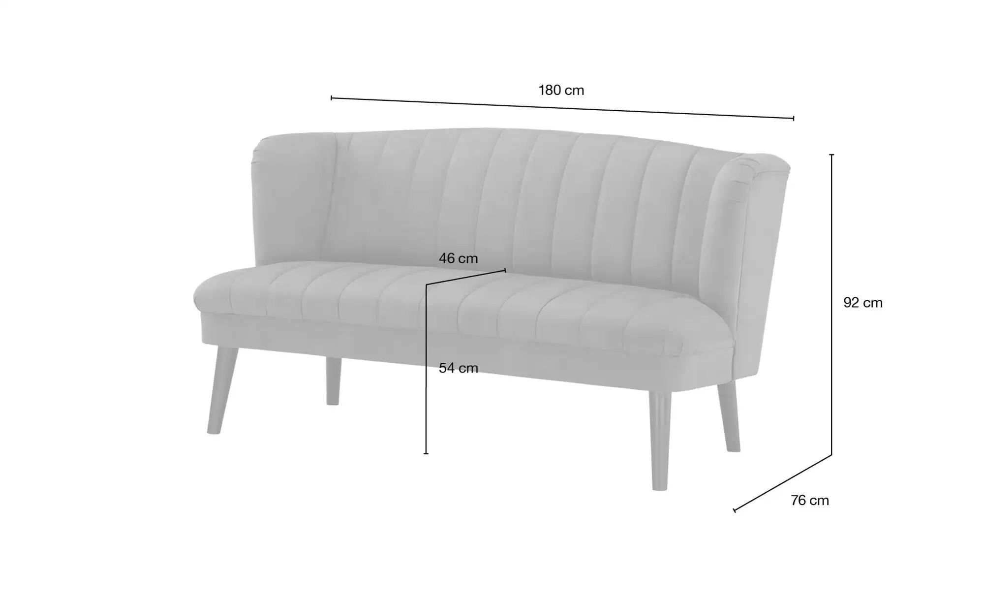 Thumbnail - switch Küchensofa  Rina ¦ grün ¦ Maße (cm): B: 180 H: 92 T: 76.0 Bänke > Einzelbänke - Höffner