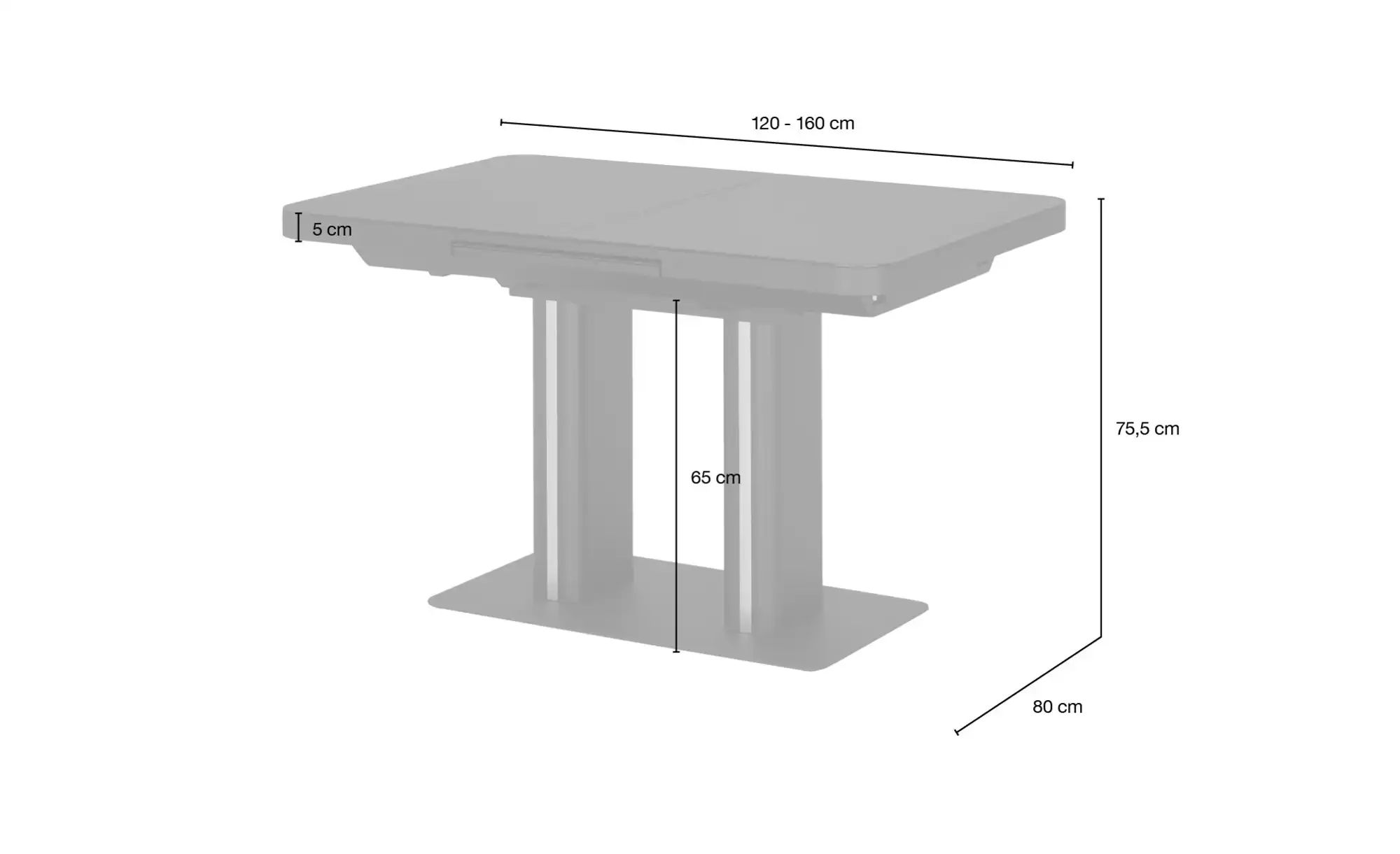 Thumbnail - Esstisch ausziehbar Tizian ¦ schwarz ¦ Maße (cm): B: 80 H: 75,5 Tische > Esstische > Esstische ausziehbar - Höffner