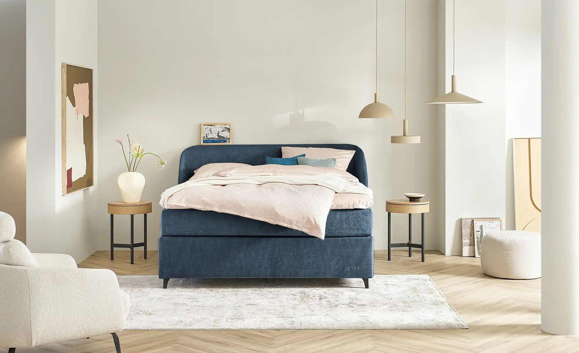 Jette Home Boxspringbett  Jette Embrace ¦ blau ¦ Maße (cm): B: 198 H: 126,5 günstig online kaufen