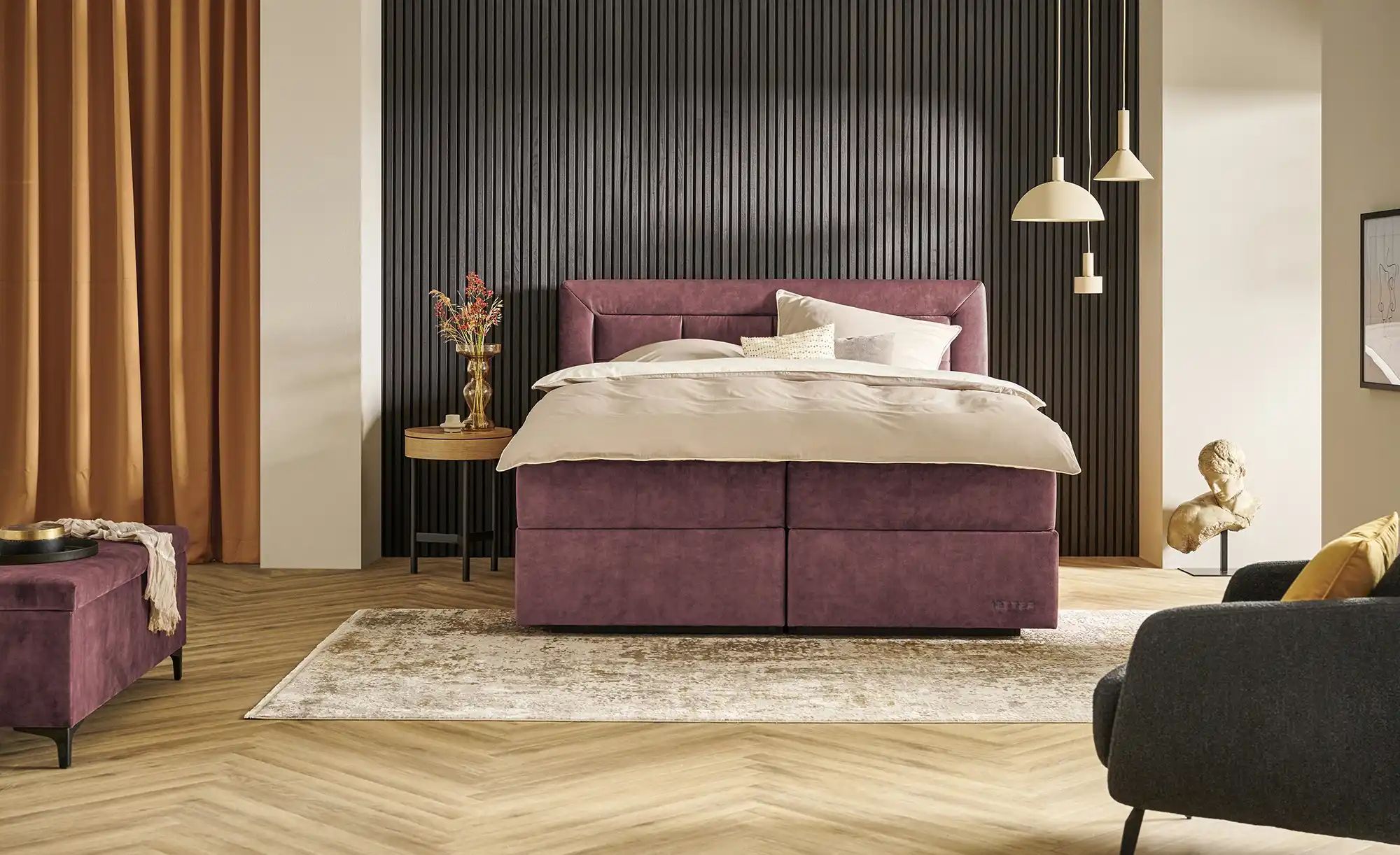 Thumbnail - Jette Home Motor-Boxspringbett Jette Patch ¦ rot ¦ Maße (cm): B: 162 H: 127 Betten > Komfortbetten - Höffner