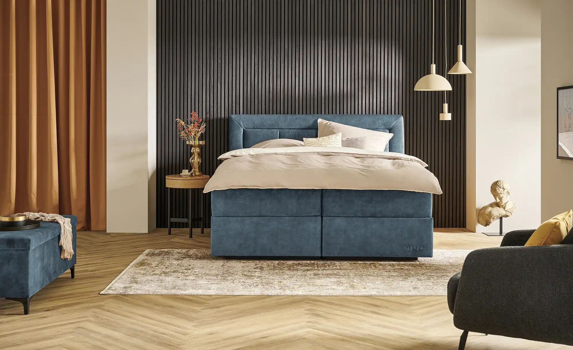 Thumbnail - Jette Home Motor-Boxspringbett  Jette Patch ¦ türkis/petrol ¦ Maße (cm): B: 162 H: 127 Betten > Boxspringbetten - Höffne...