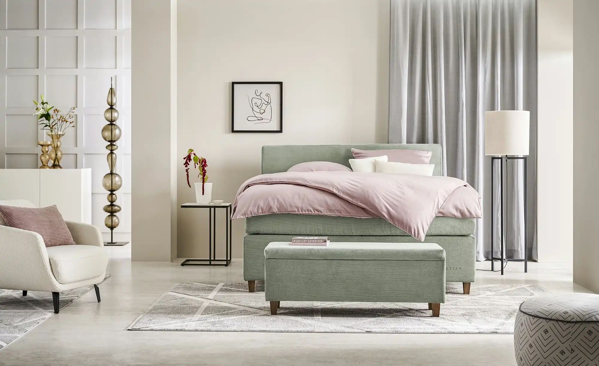 Jette Home Boxspringbett  Jette Flex ¦ grün ¦ Maße (cm): B: 185 H: 120,5 Be günstig online kaufen