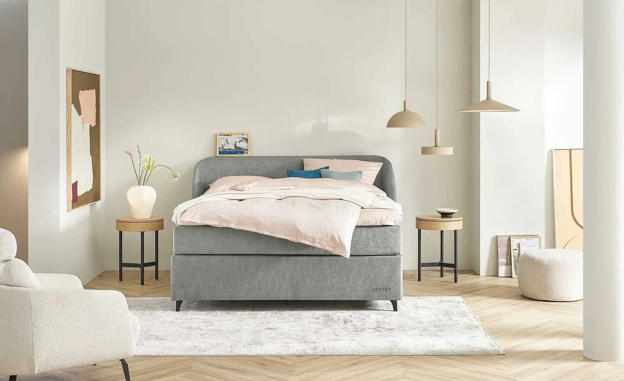 Jette Home Boxspringbett  Jette Embrace ¦ grau ¦ Maße (cm): B: 198 H: 126,5 günstig online kaufen