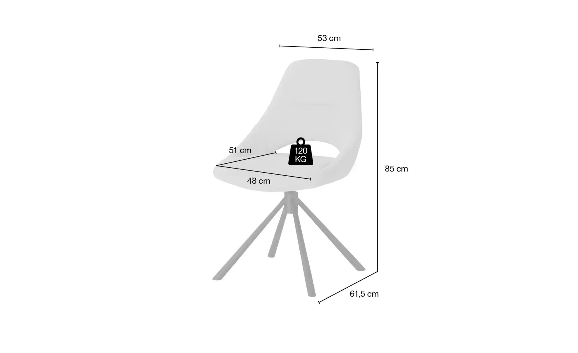 uno Esszimmerstuhl  drehbar Debby ¦ grau ¦ Maße (cm): B: 53 H: 85 T: 61,5 S günstig online kaufen