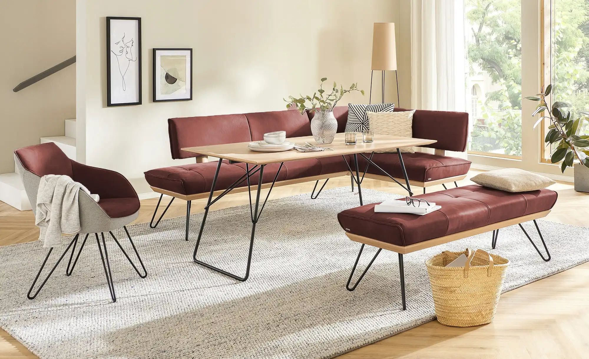 Thumbnail - KOINOR Eckbank Leder Dining System 4 ¦ rot ¦ Maße (cm): H: 88 Bänke > Eckbänke - Höffner