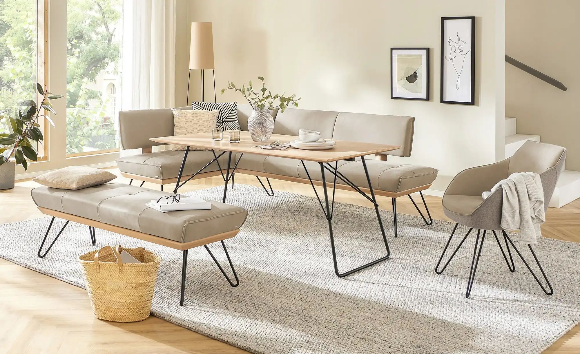 KOINOR Eckbank  Leder Dining System 4 ¦ beige ¦ Maße (cm): H: 88 Bänke > Ec günstig online kaufen