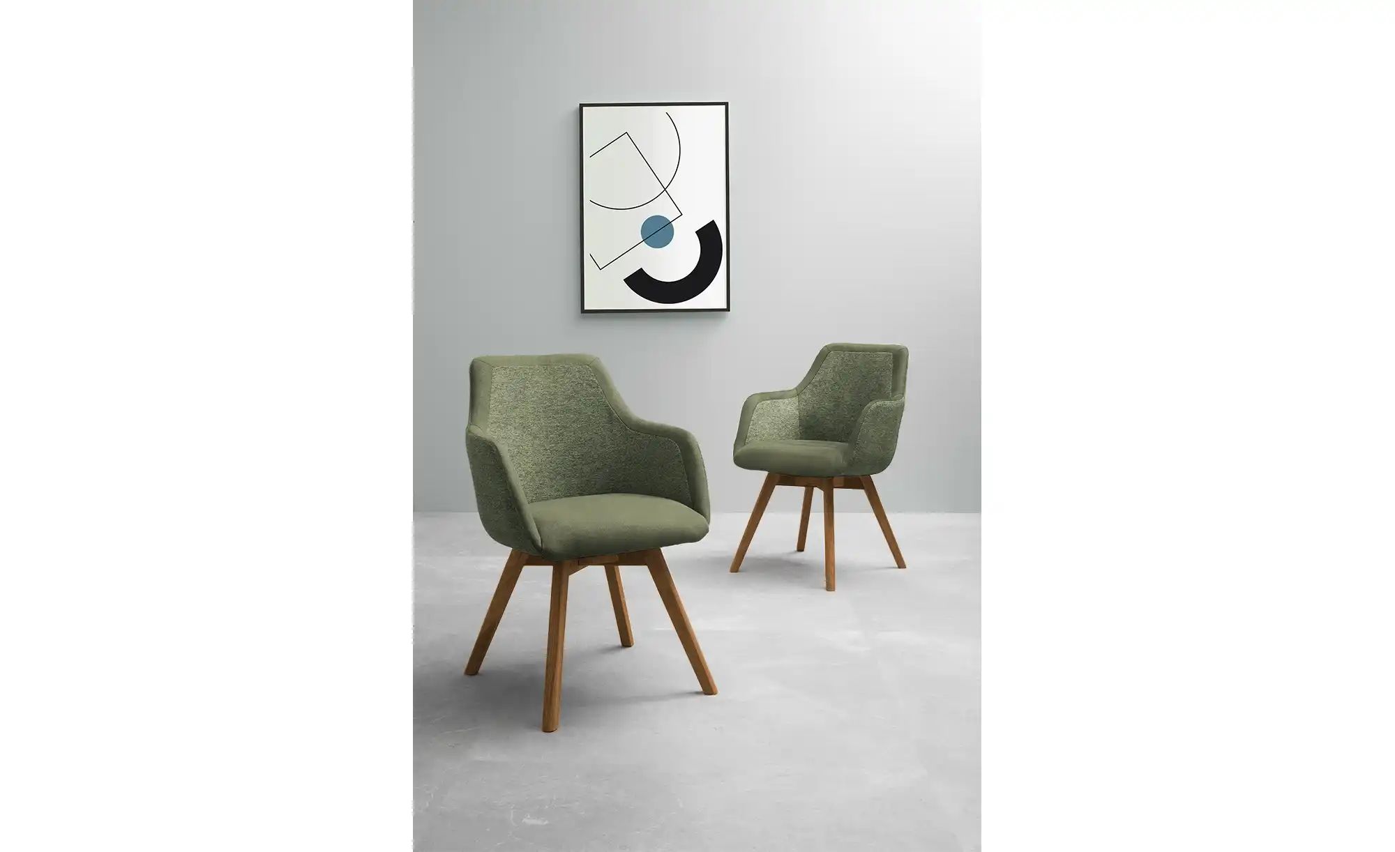 Thumbnail - Dine + Mine Armlehnstuhl mit Massivholzgestell Corby ¦ grün ¦ Maße (cm): B: 56 H: 85 T: 65.0 Stühle > Esszimmerstühle > ...