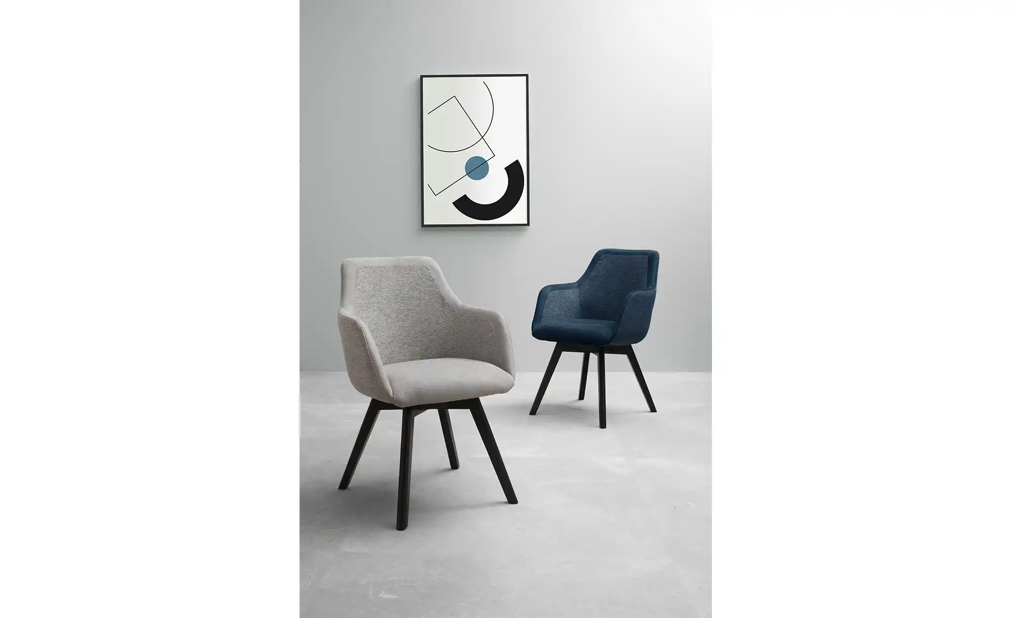 Dine + Mine Armlehnstuhl mit Massivholzgestell Corby ¦ blau ¦ Maße (cm): B: günstig online kaufen