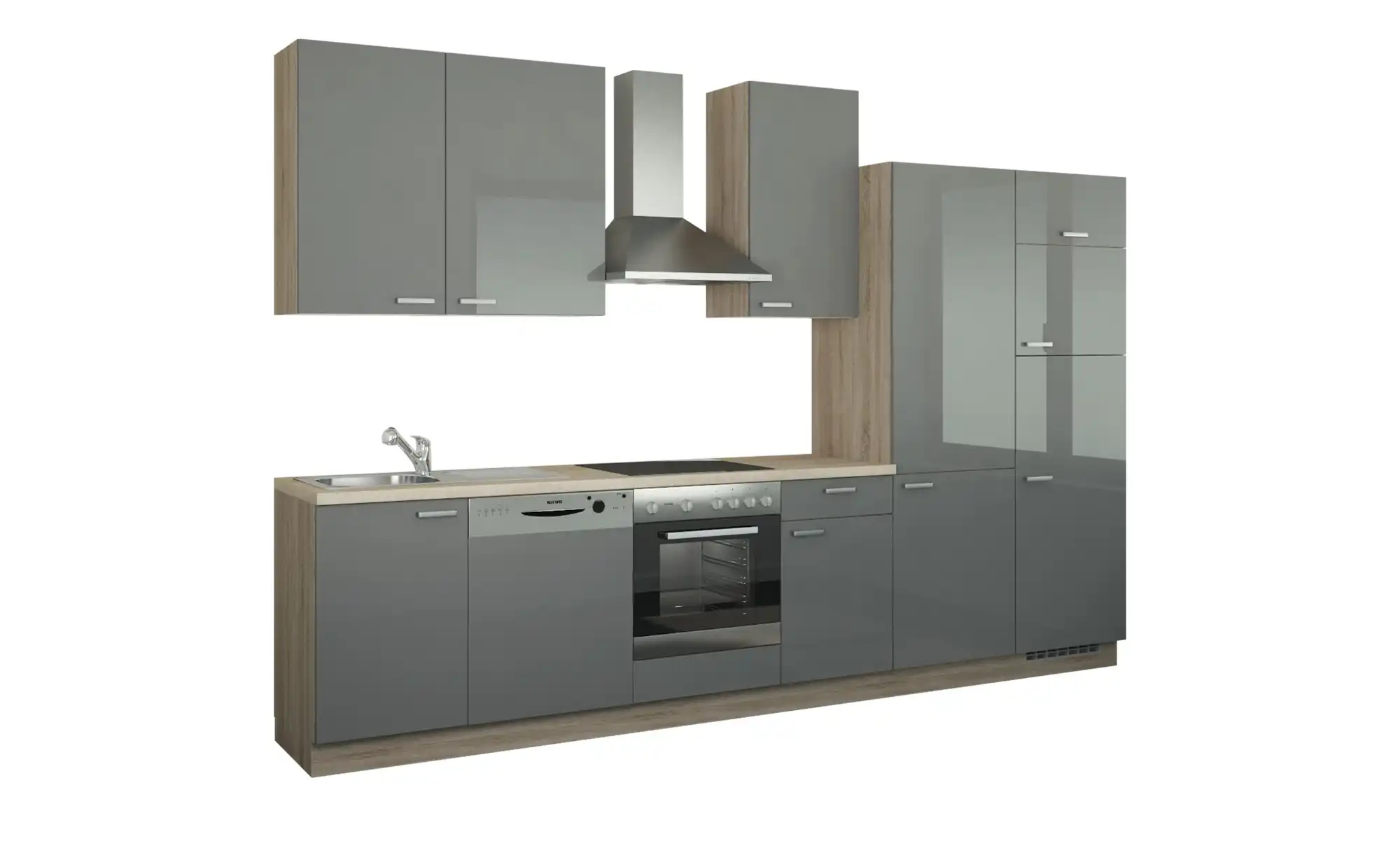Küchenzeile mit Elektrogeräten  Dortmund ¦ grau ¦ Maße (cm): B: 340 Küchen > Küchenblöcke mit E-Geräten - Höffner