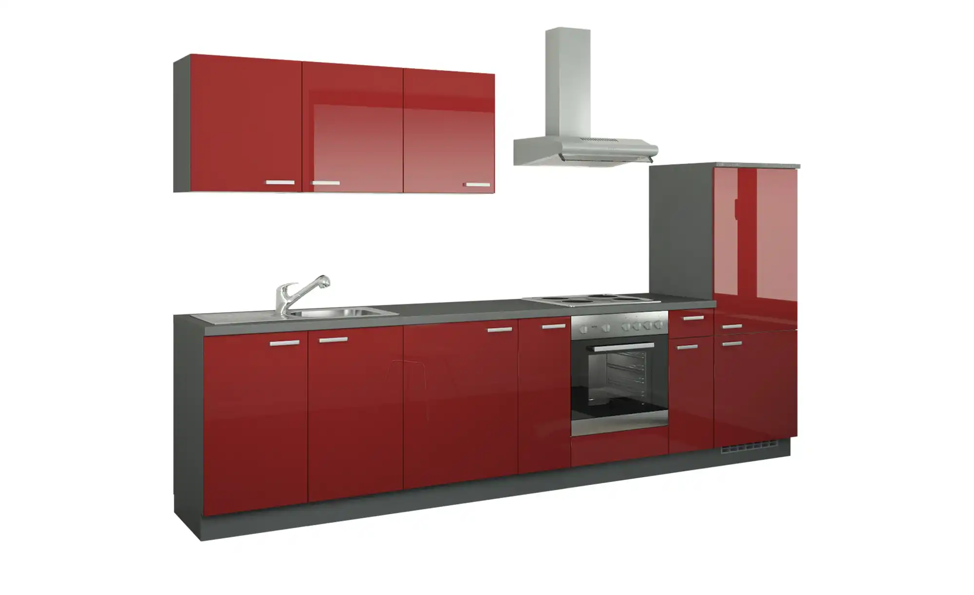 Küchenzeile mit Elektrogeräten  Fulda ¦ rot ¦ Maße (cm): B: 330 Küchen > Küchenblöcke mit E-Geräten - Höffner