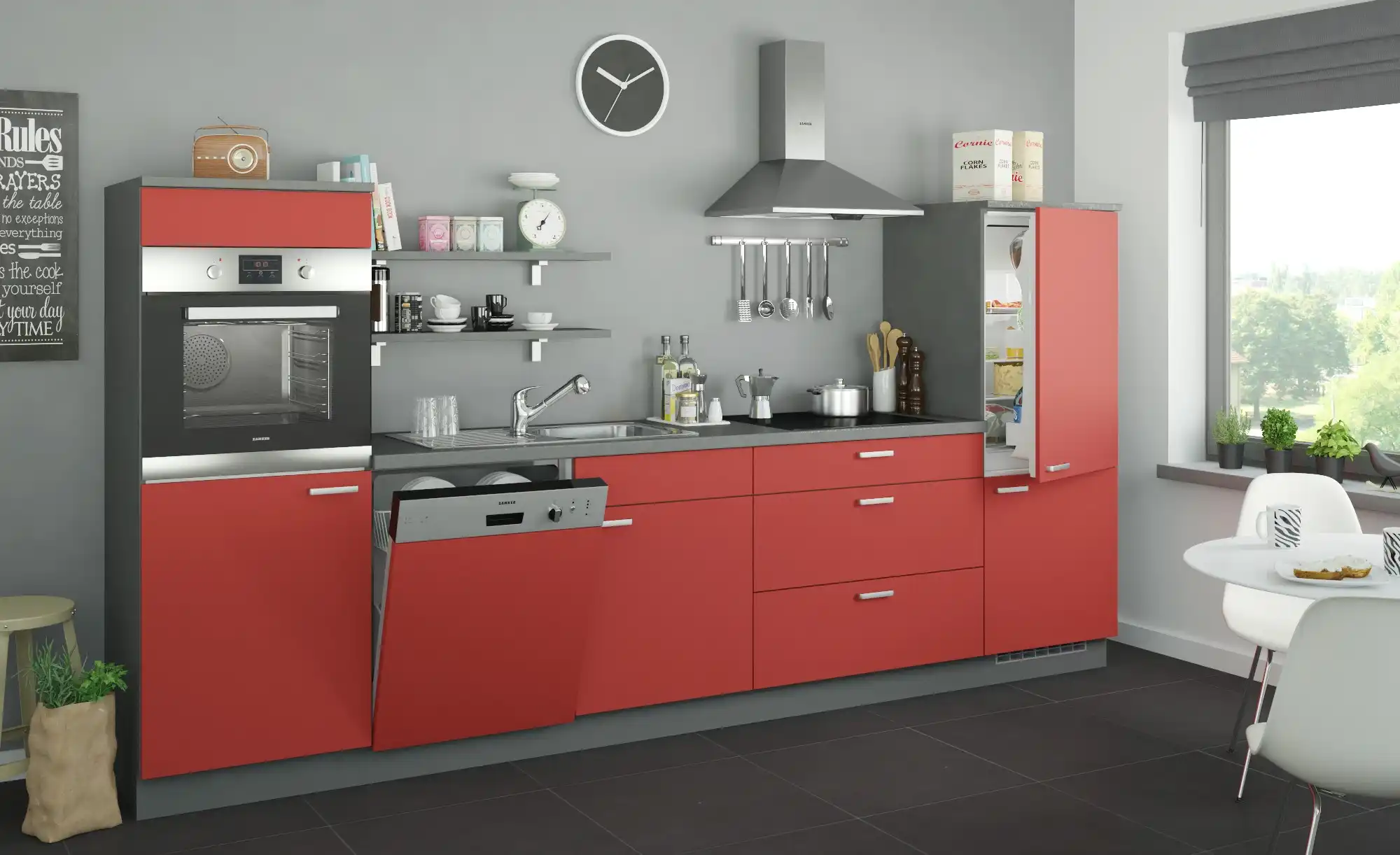 Küchenzeile ohne Elektrogeräte Kassel Rot / Anthrazit