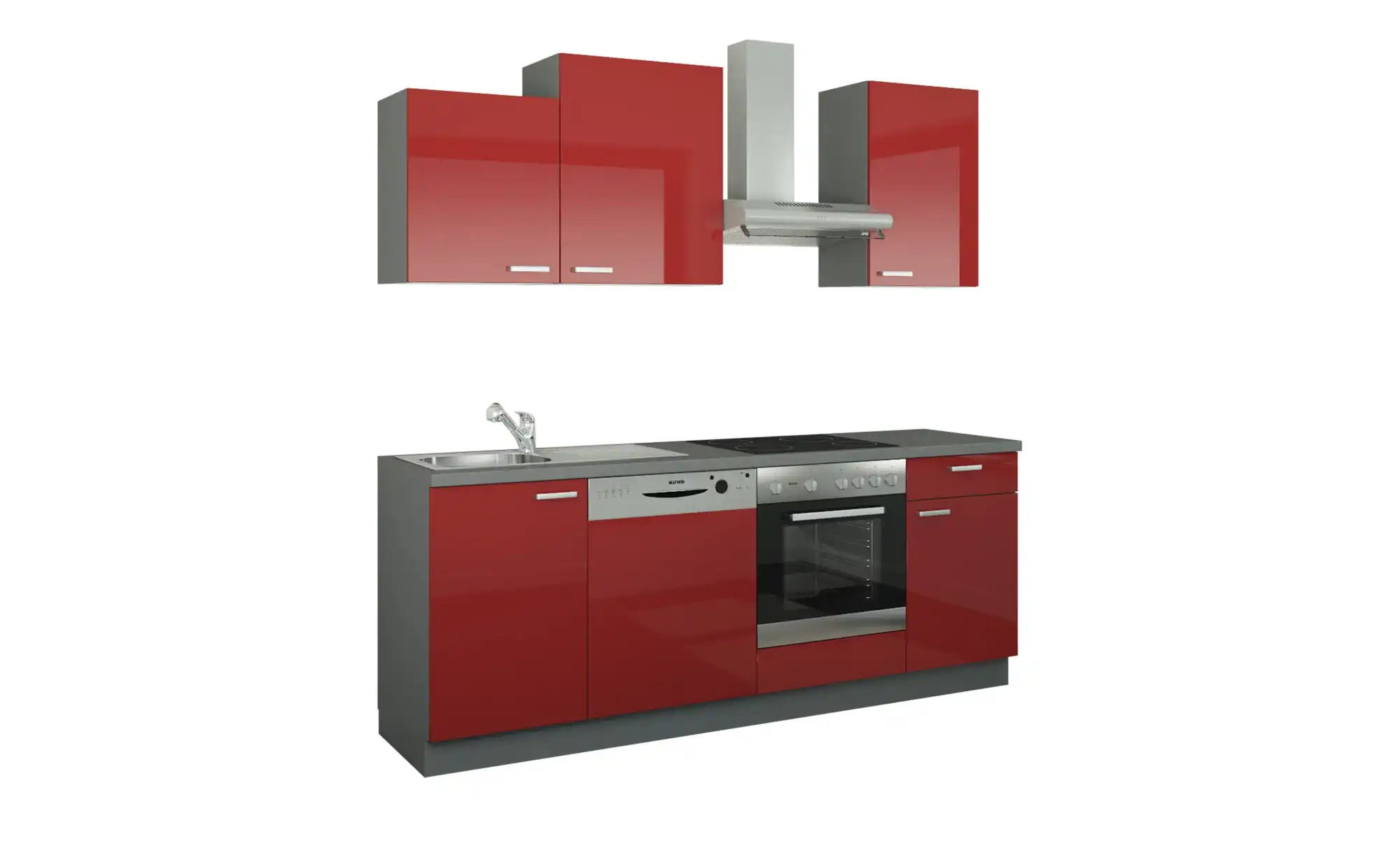 Küchenzeile mit Elektrogeräten  Erfurt ¦ rot ¦ Maße (cm): B: 220 Küchen > Küchenblöcke mit E-Geräten - Höffner