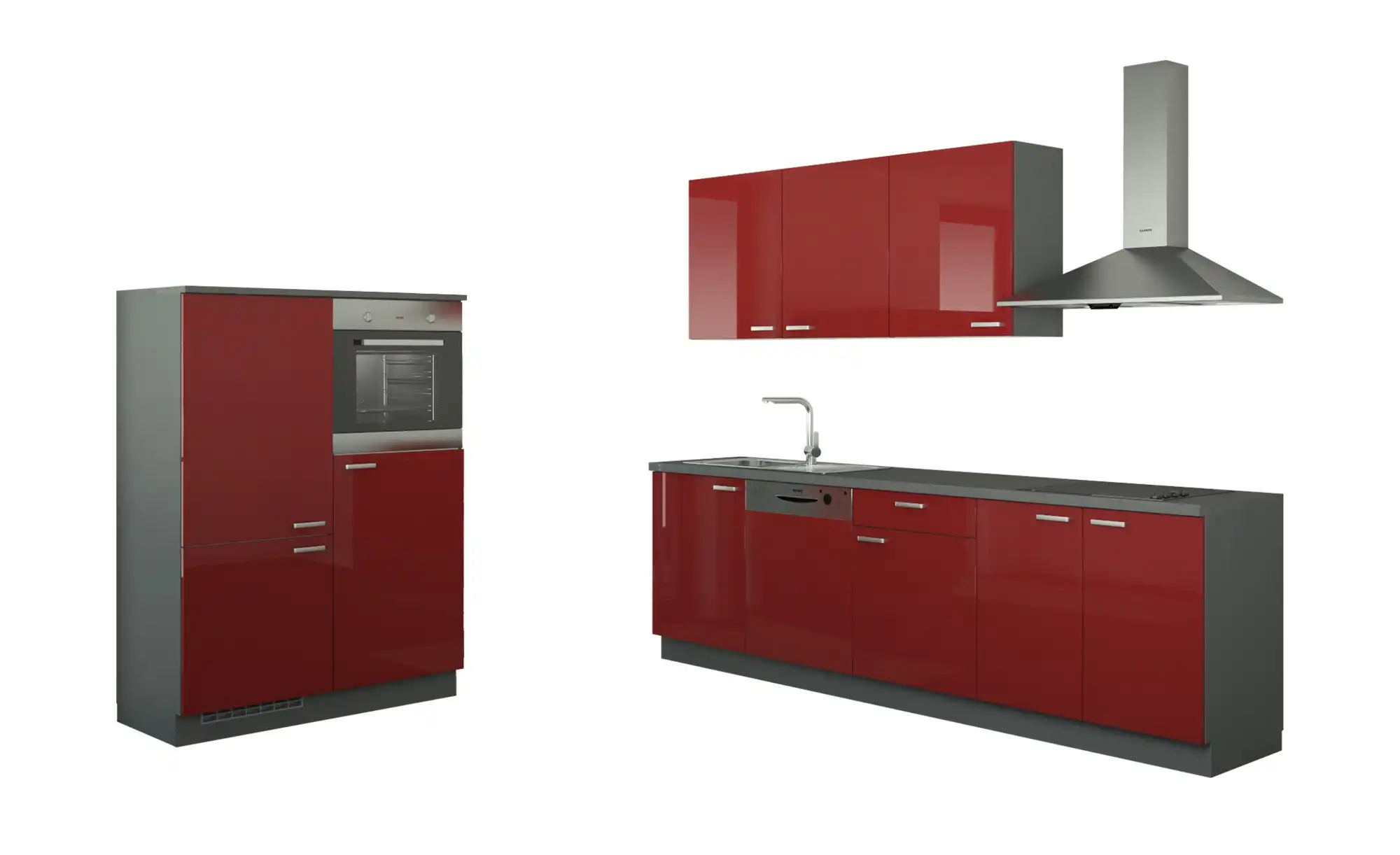 Küchenzeile mit Elektrogeräten  Cottbus ¦ rot ¦ Maße (cm): B: 390 Küchen > Küchenblöcke mit E-Geräten - Höffner