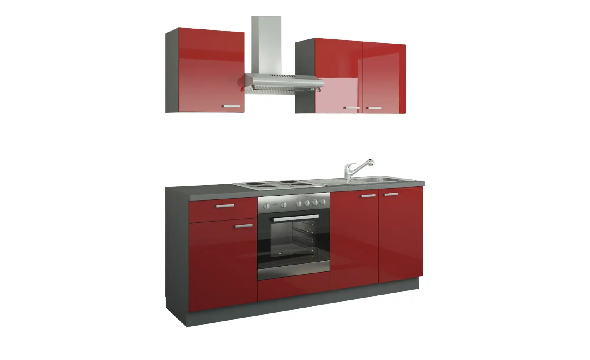 Küchenzeile mit Elektrogeräten  Ahlen ¦ rot ¦ Maße (cm): B: 200 Küchen > Küchenblöcke mit E-Geräten - Höffner