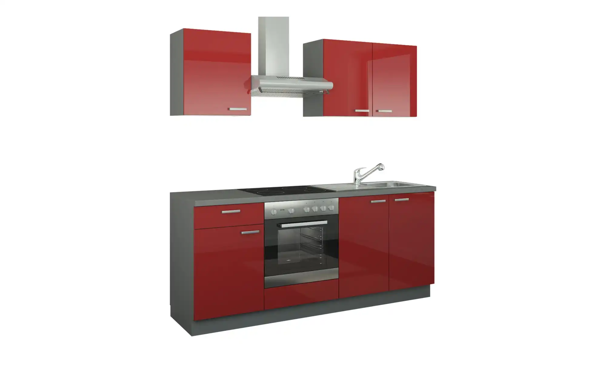 Küchenzeile mit Elektrogeräten  Binz ¦ rot ¦ Maße (cm): B: 200 Küchen > Küchenblöcke mit E-Geräten - Höffner