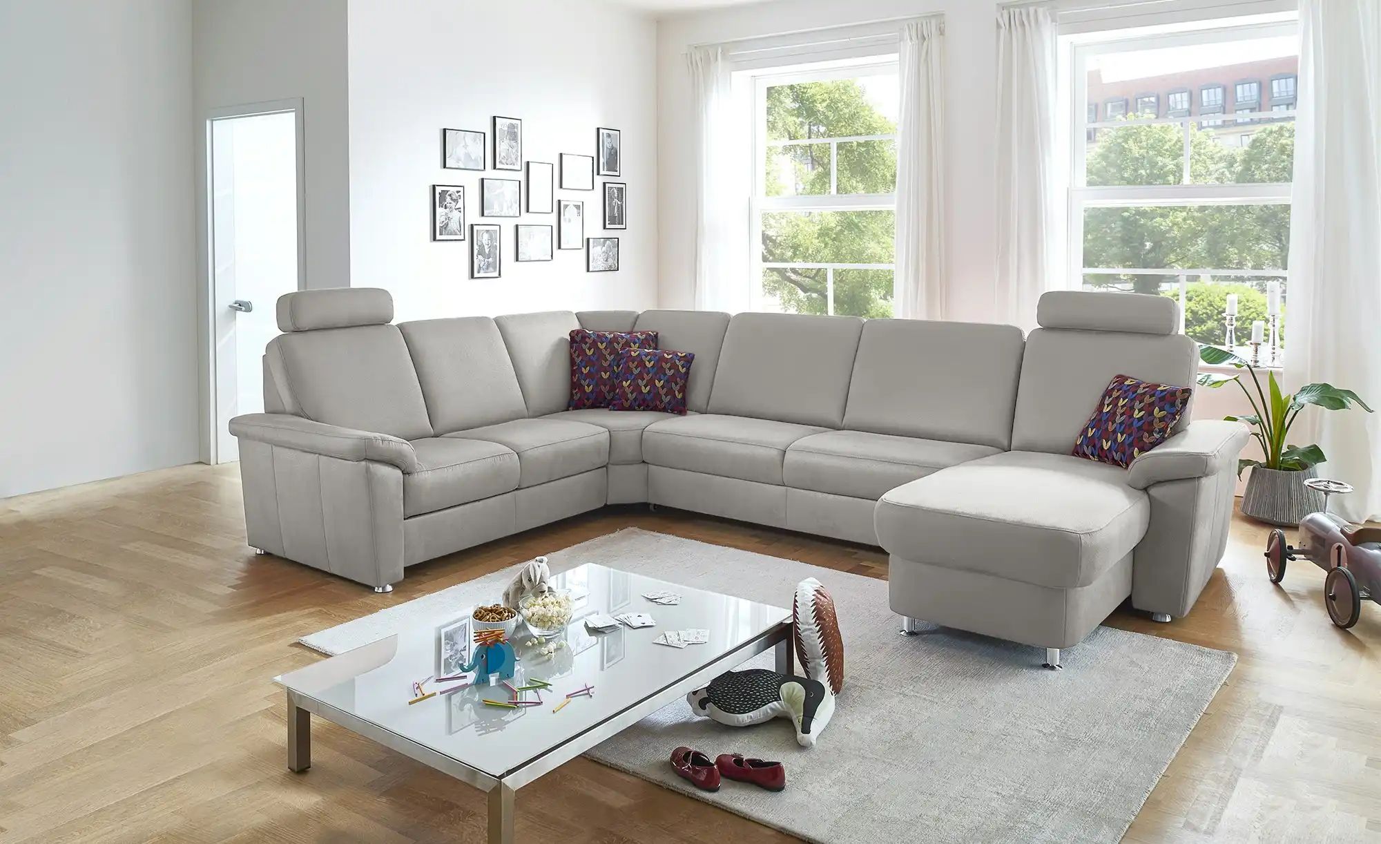 meinSofa Wohnlandschaft Mikrofaser Rita ¦ grau ¦ Maße (cm): B: 330 H: 91 T: günstig online kaufen